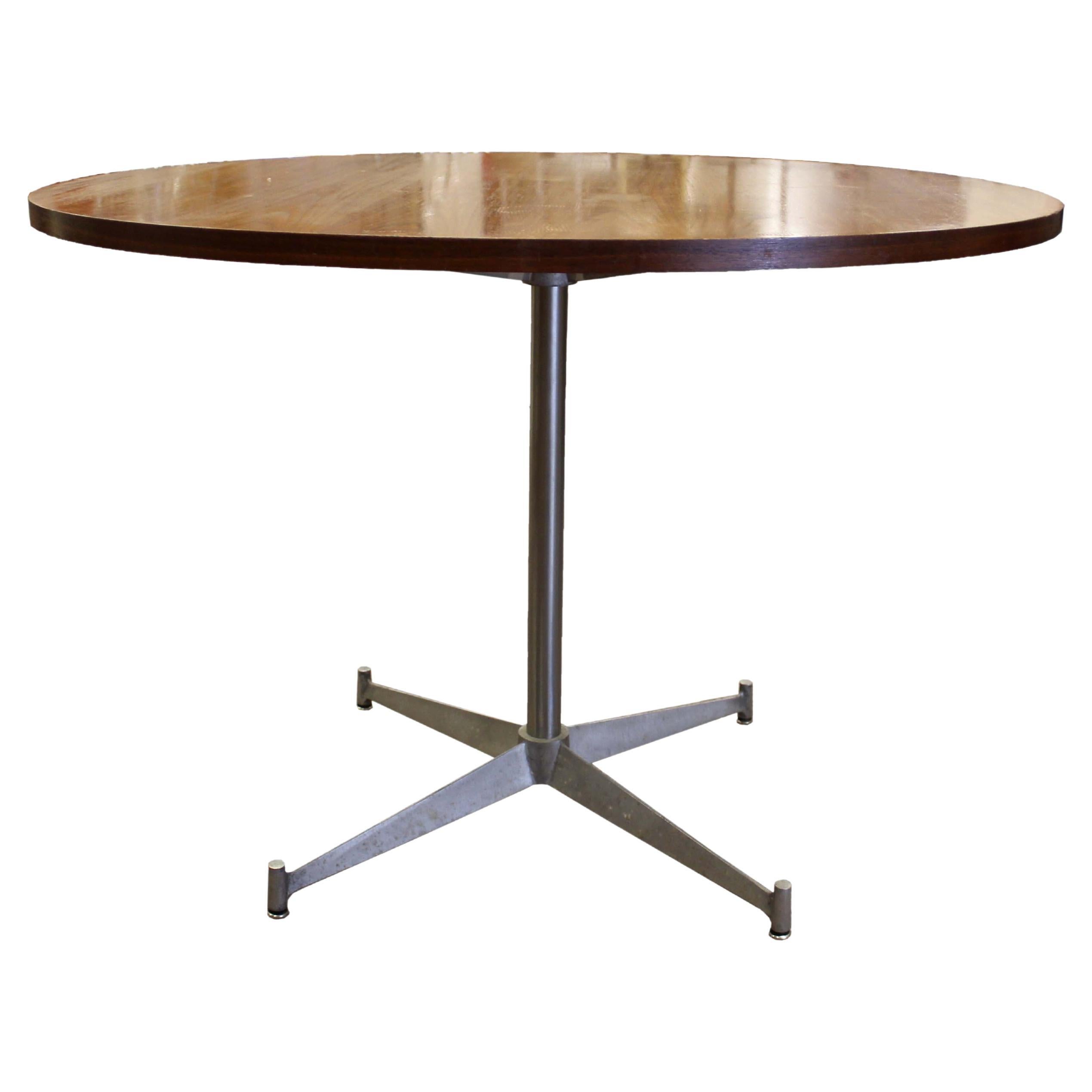 Mid-Century Modern Herman Miller Walnut Wood Dining Game Table Star Metal Base