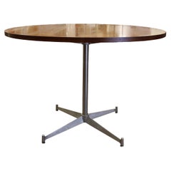 Mid-Century Modern Herman Miller Walnut Wood Dining Game Table Star Metal Base
