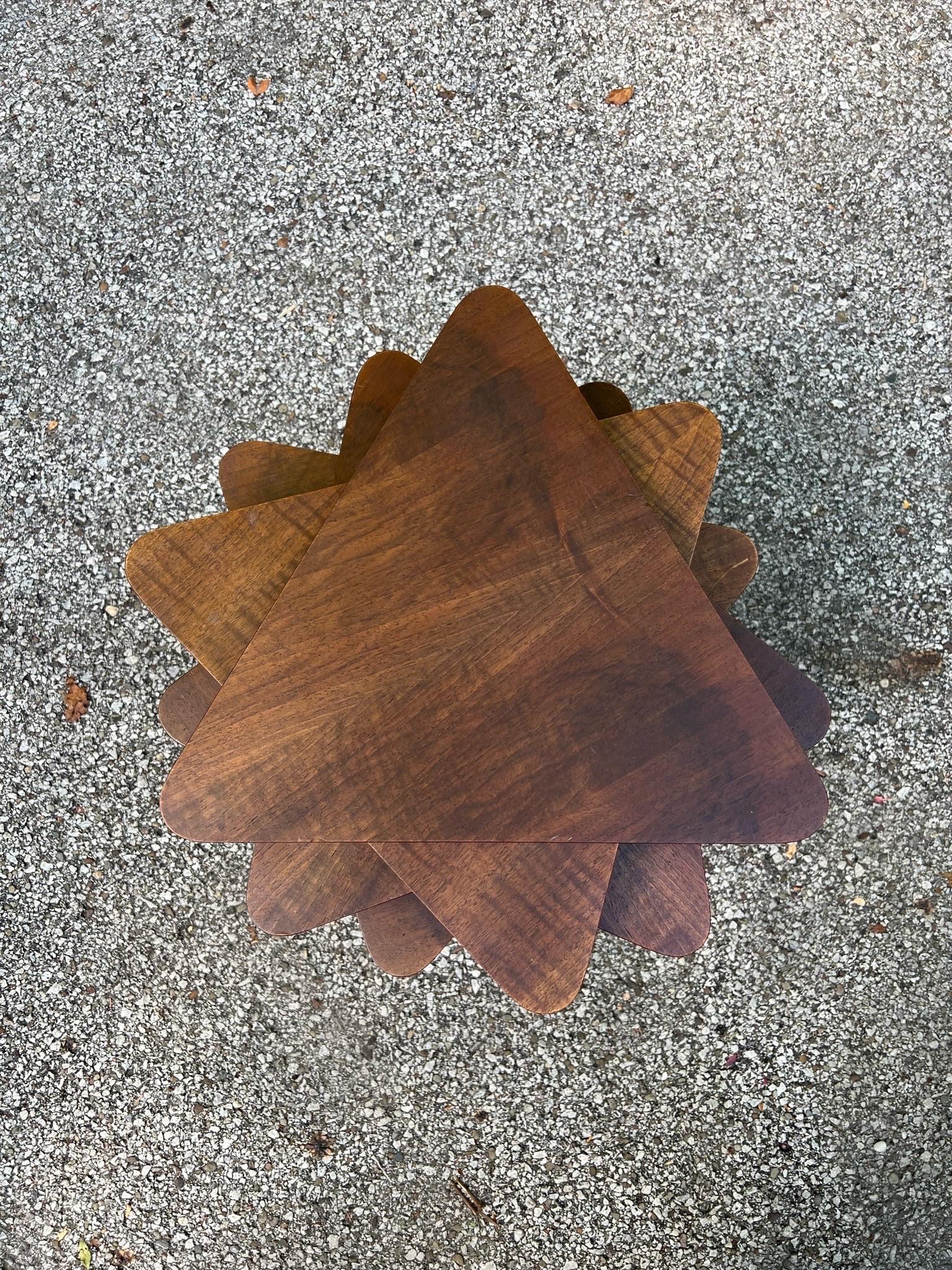 Mid-Century Modern Hexagonal Coffee Table + Six Nesting Tables For Sale 3
