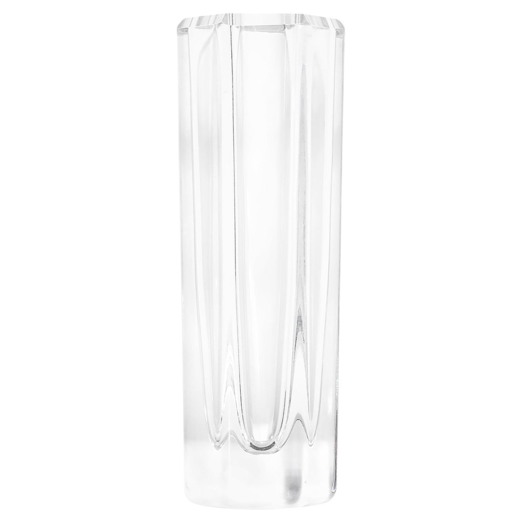 Mid-Century Modern Hexagonal Crystal Vase signed Bengt Edenfalk for Royal Krona