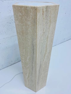 Mid-Century Modern Hexagonal Italian Travertine Pedestal Lamp Table, 1970s