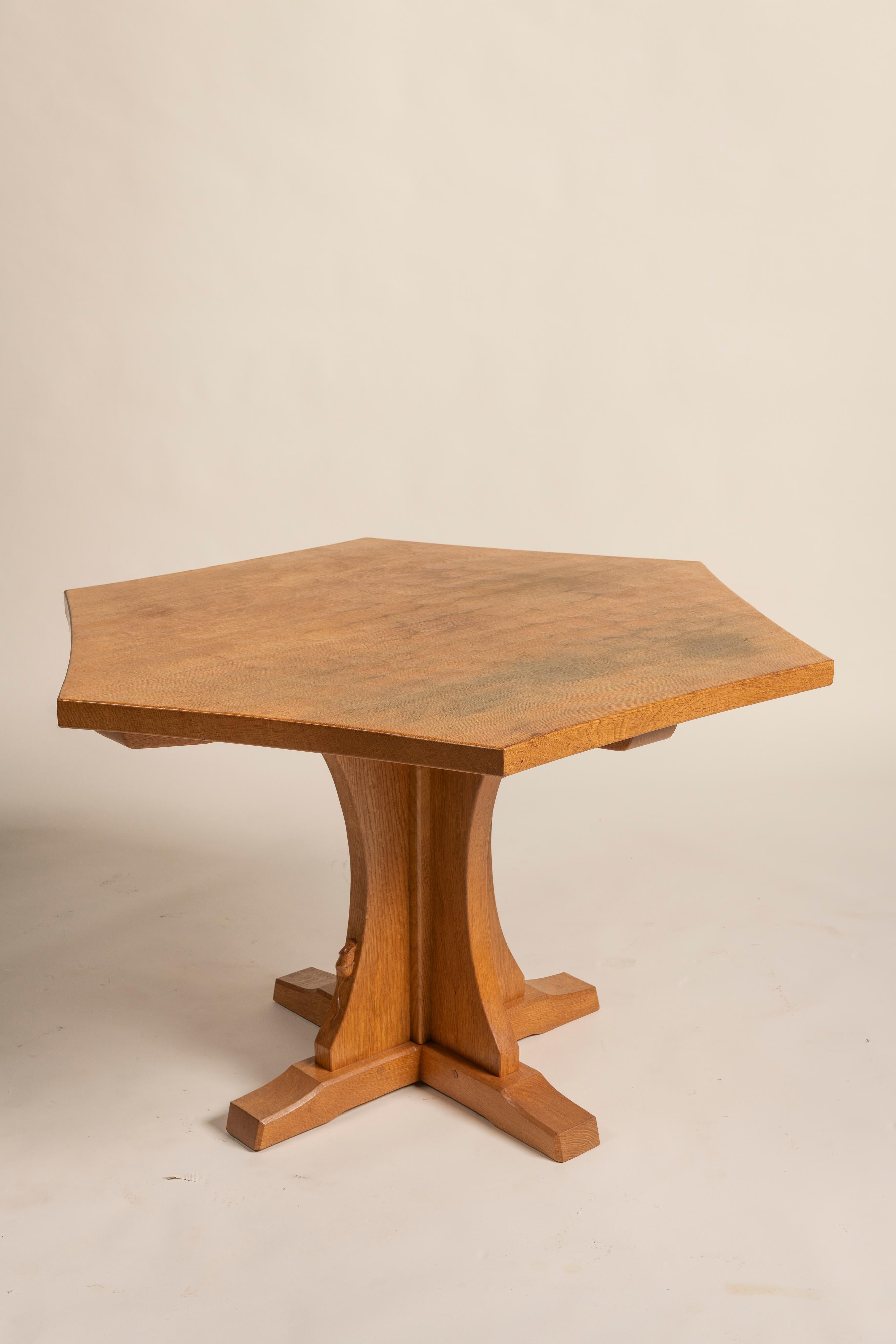 British Mid Century Modern Hexagonal Table in Oak by Robert 