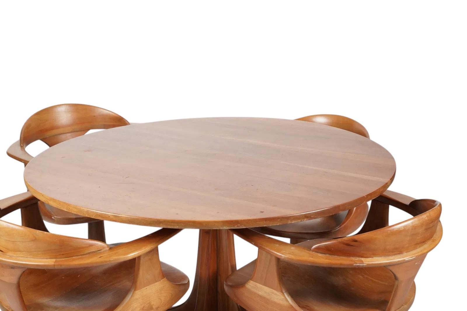 Wood Mid Century Modern Heywood-Wakefield 1960’s Dining Set With 4 Swivel Chairs