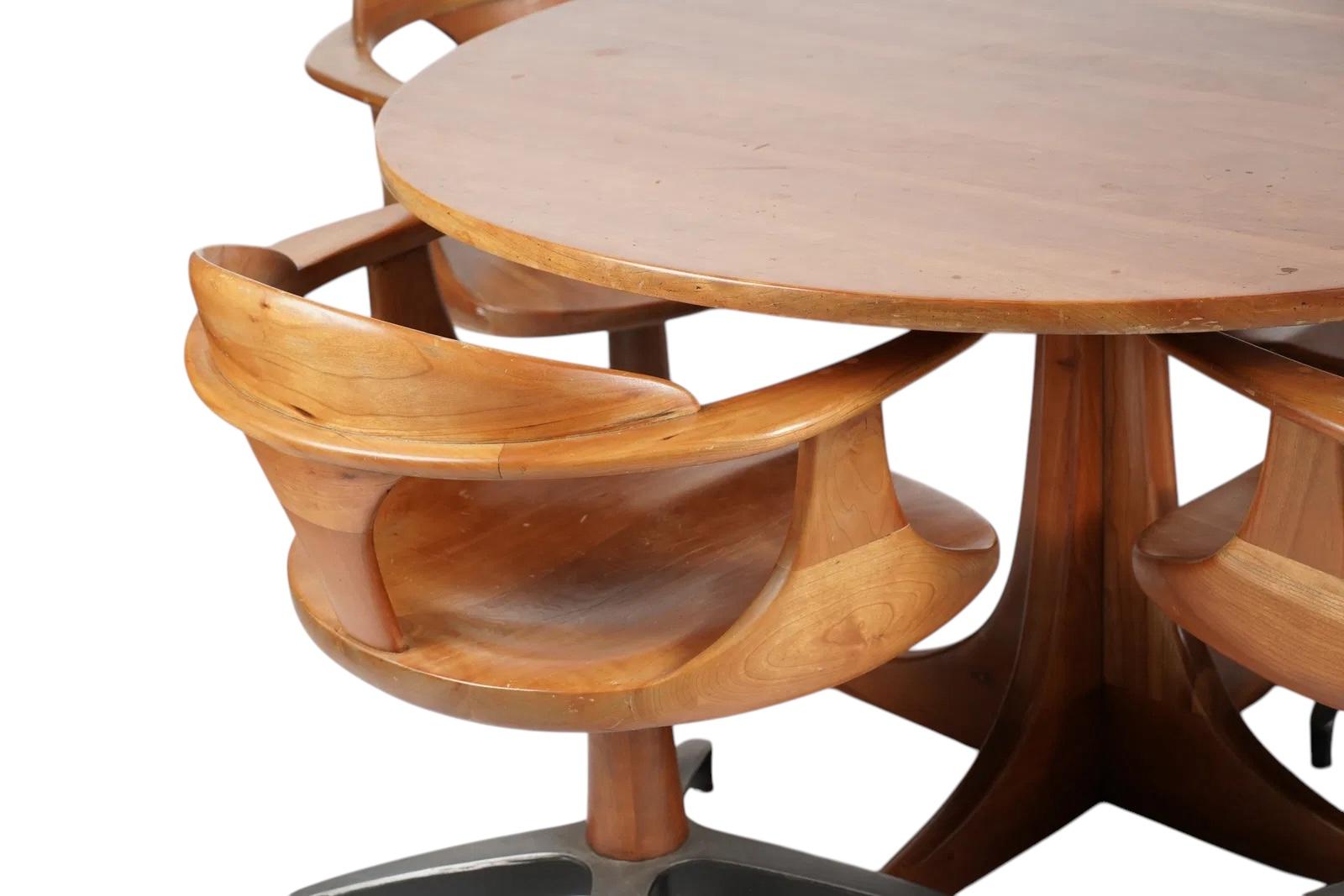 Mid Century Modern Heywood-Wakefield 1960’s Dining Set With 4 Swivel Chairs 2