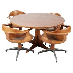 Mid Century Modern Heywood-Wakefield 1960’s Dining Set With 4 Swivel Chairs