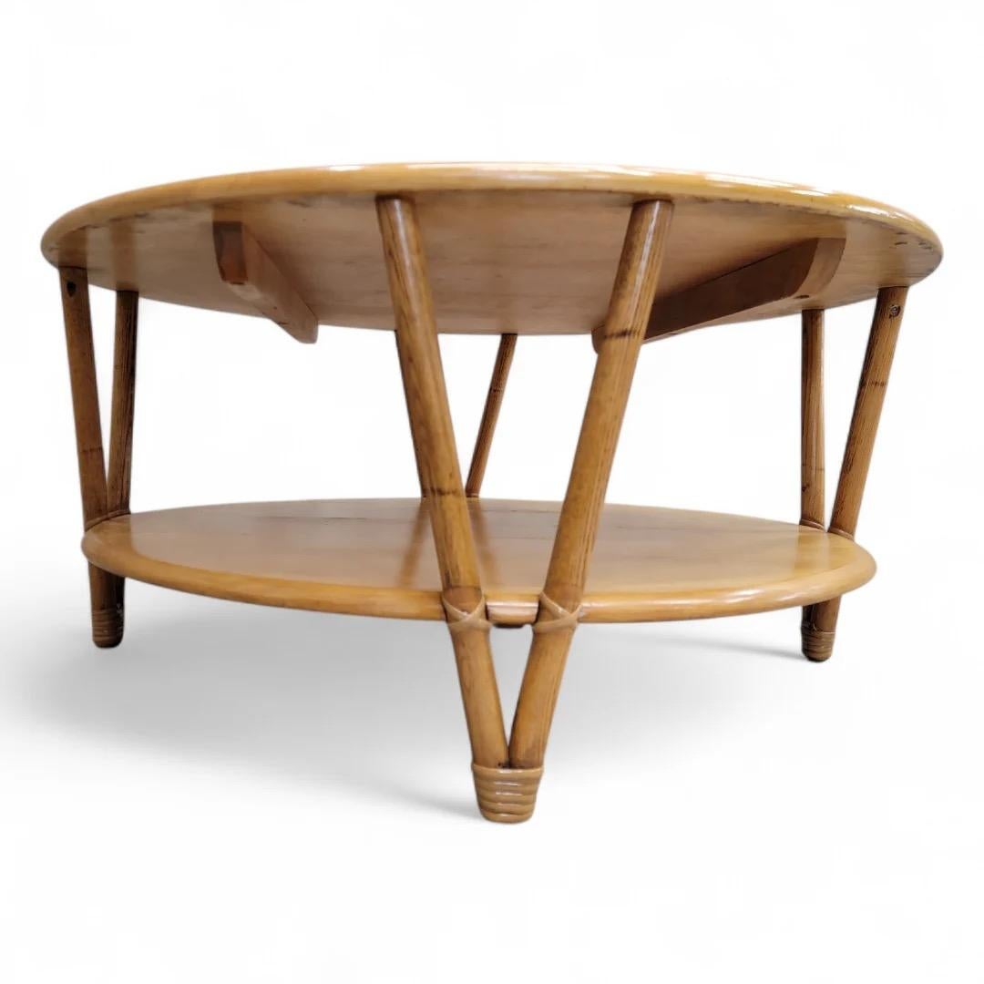 Mid Century Modern Heywood Wakefield Birch With Bamboo Rattan Coffee Table 1
