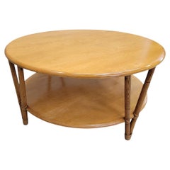 Vintage Mid Century Modern Heywood Wakefield Birch With Bamboo Rattan Coffee Table