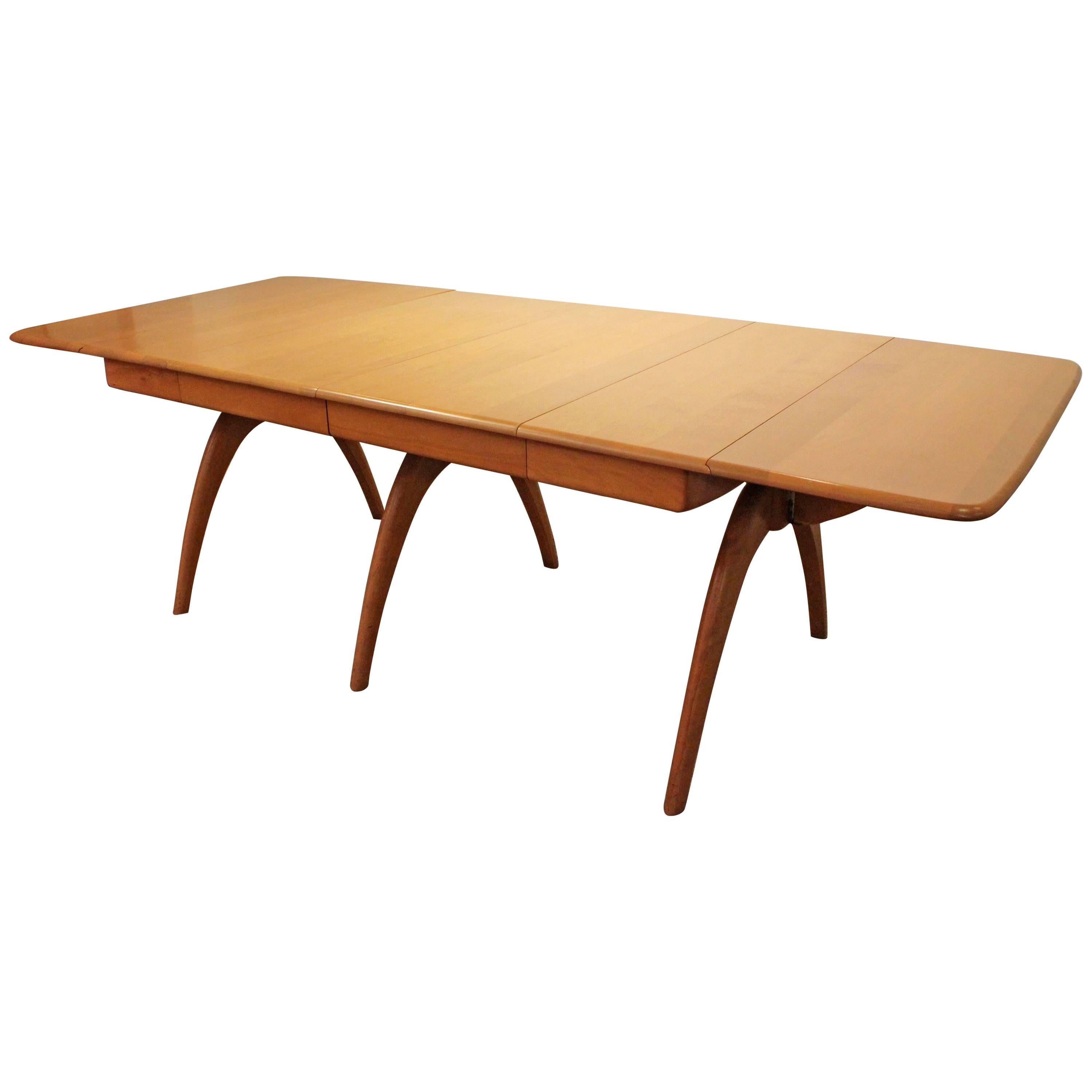 Mid-Century Modern Heywood Wakefield "Butterfly" Wishbone Drop-Leaf Dining Table