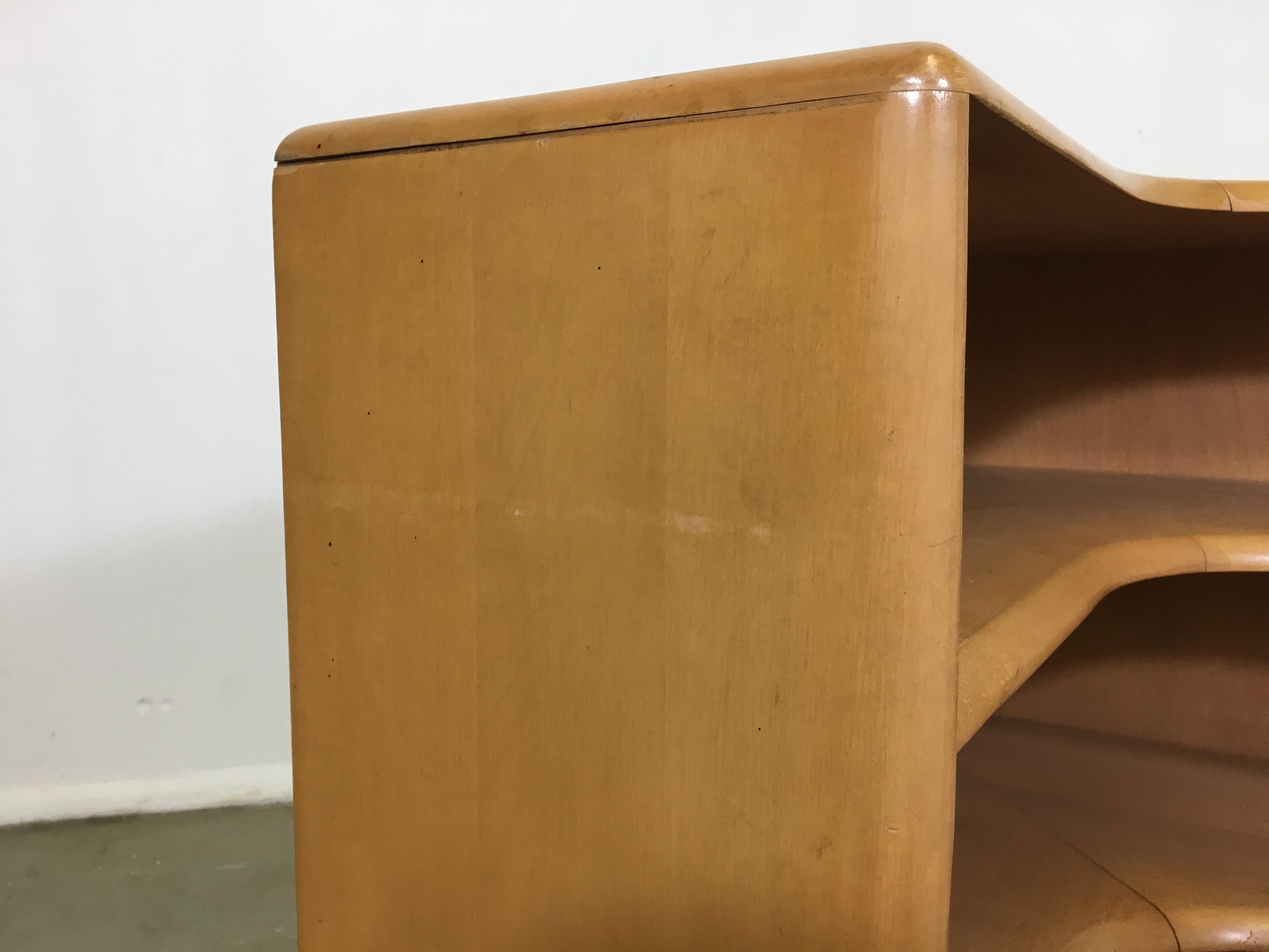 Mid-Century Modern Heywood Wakefield Champagne Corner Bookcase 2
