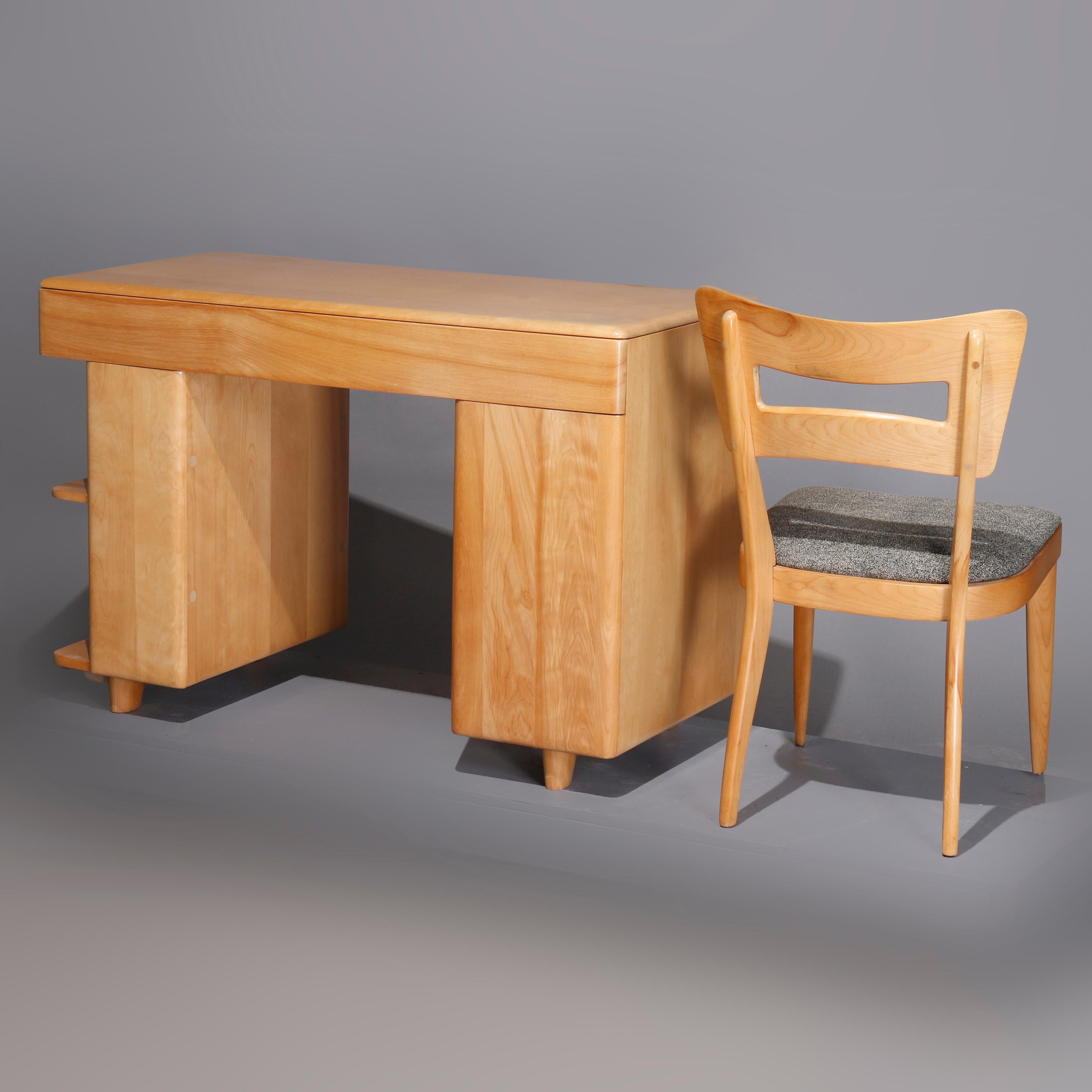 American Mid-Century Modern Heywood Wakefield Champagne Desk & Chair, 20th Century