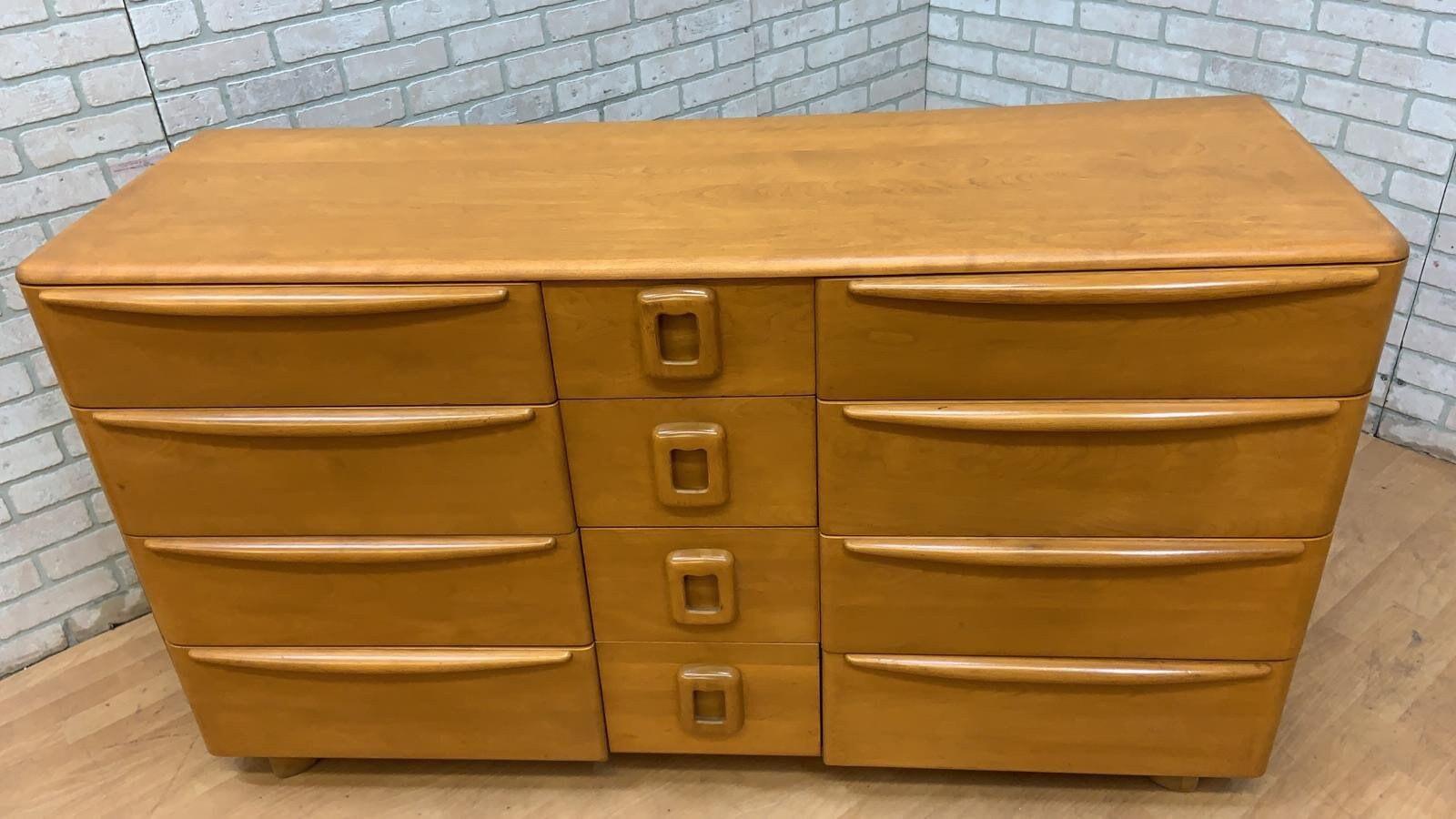 Hand-Crafted Mid-Century Modern Heywood Wakefield Champagne Twelve Drawer Dresser Chest