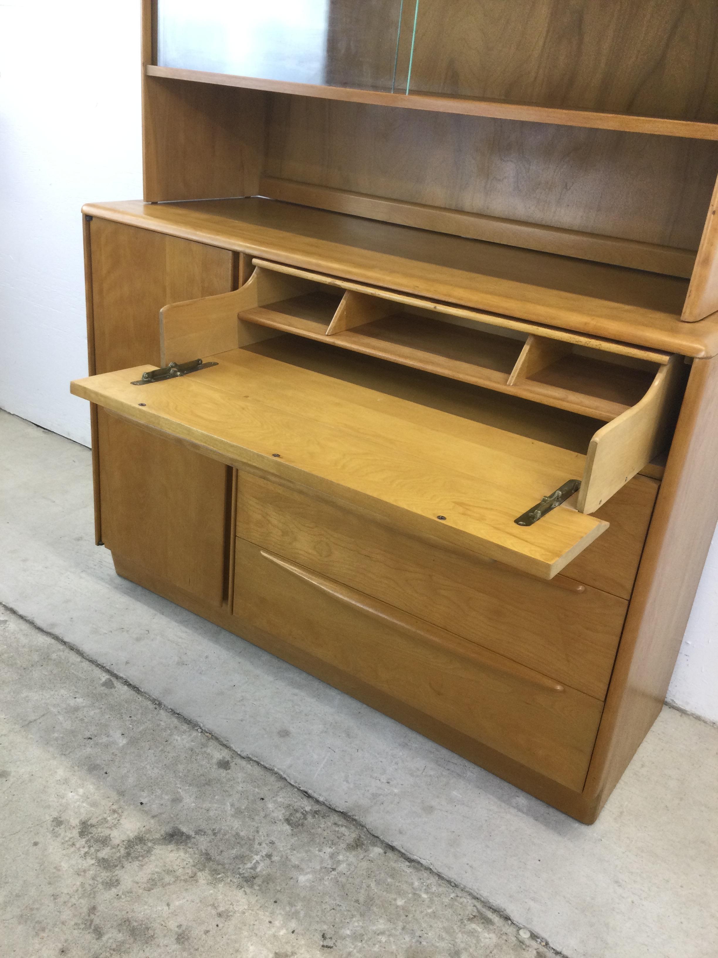 Mid Century Modern Heywood Wakefield China Cabinet with Drop Front Writing Desk For Sale 8