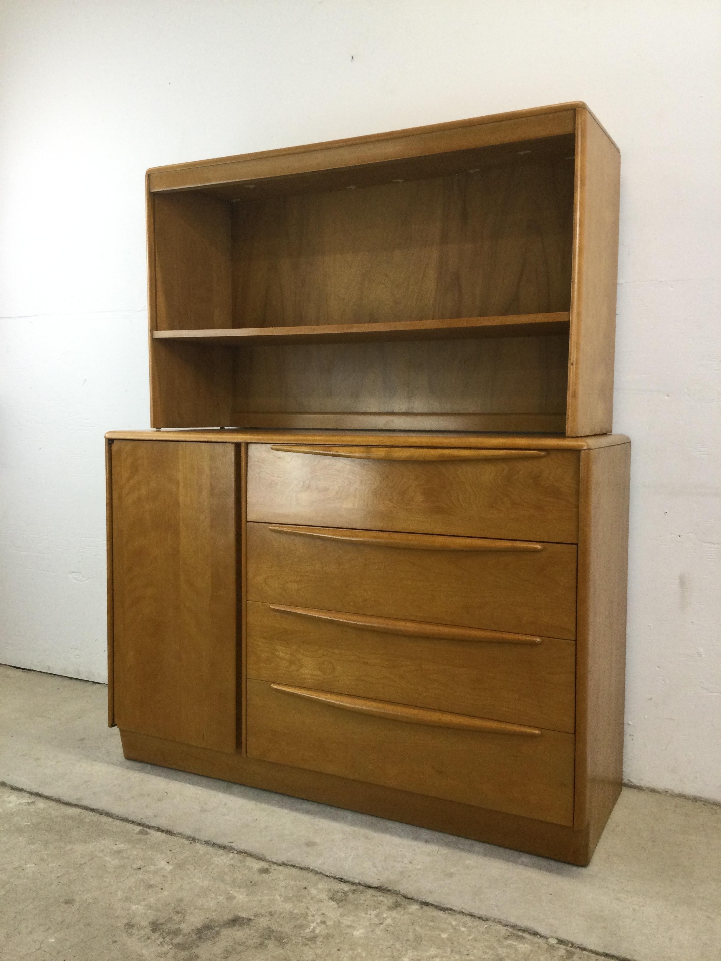 Mid-Century Modern Mid Century Modern Heywood Wakefield China Cabinet with Drop Front Writing Desk For Sale