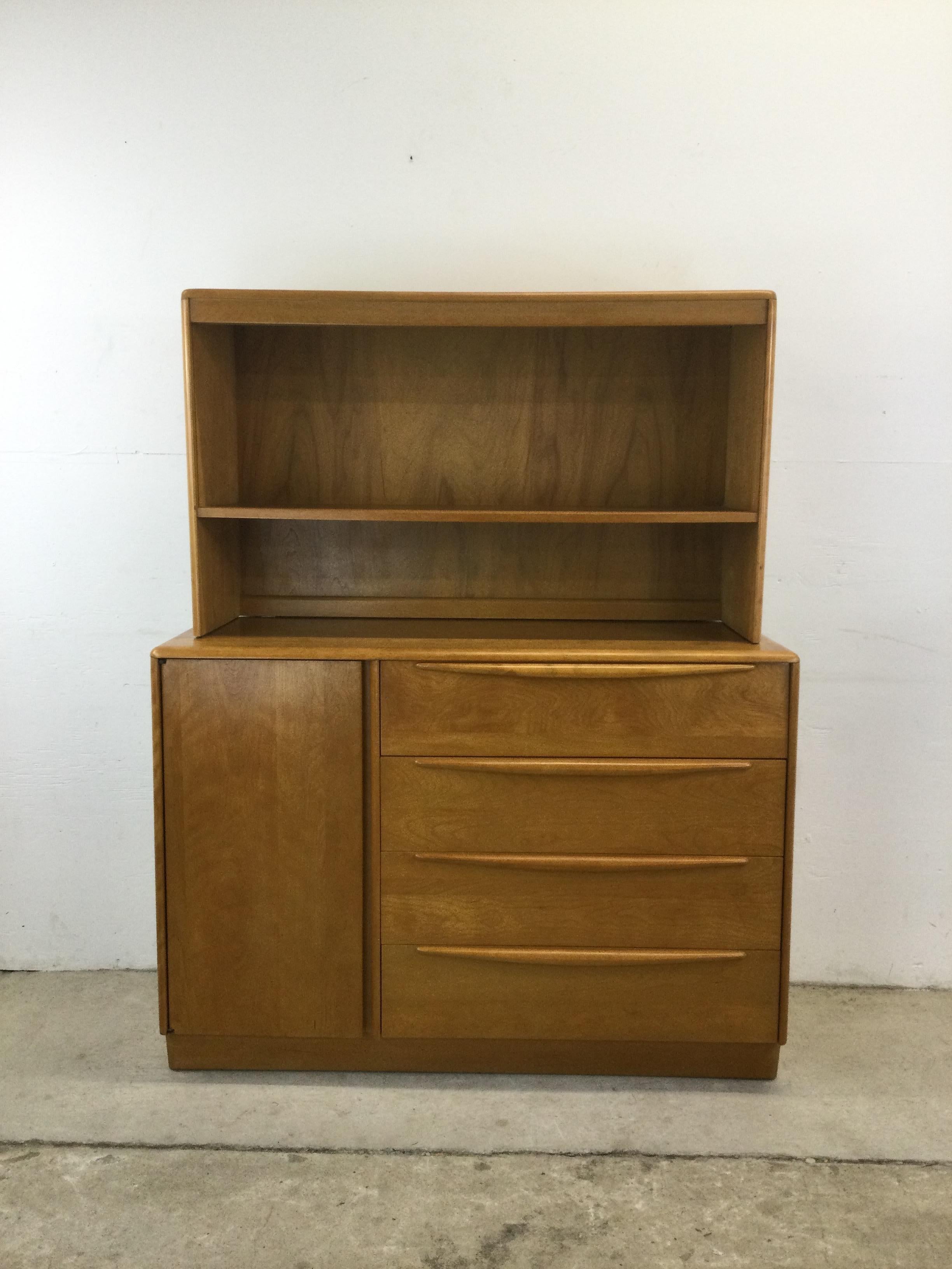 American Mid Century Modern Heywood Wakefield China Cabinet with Drop Front Writing Desk For Sale