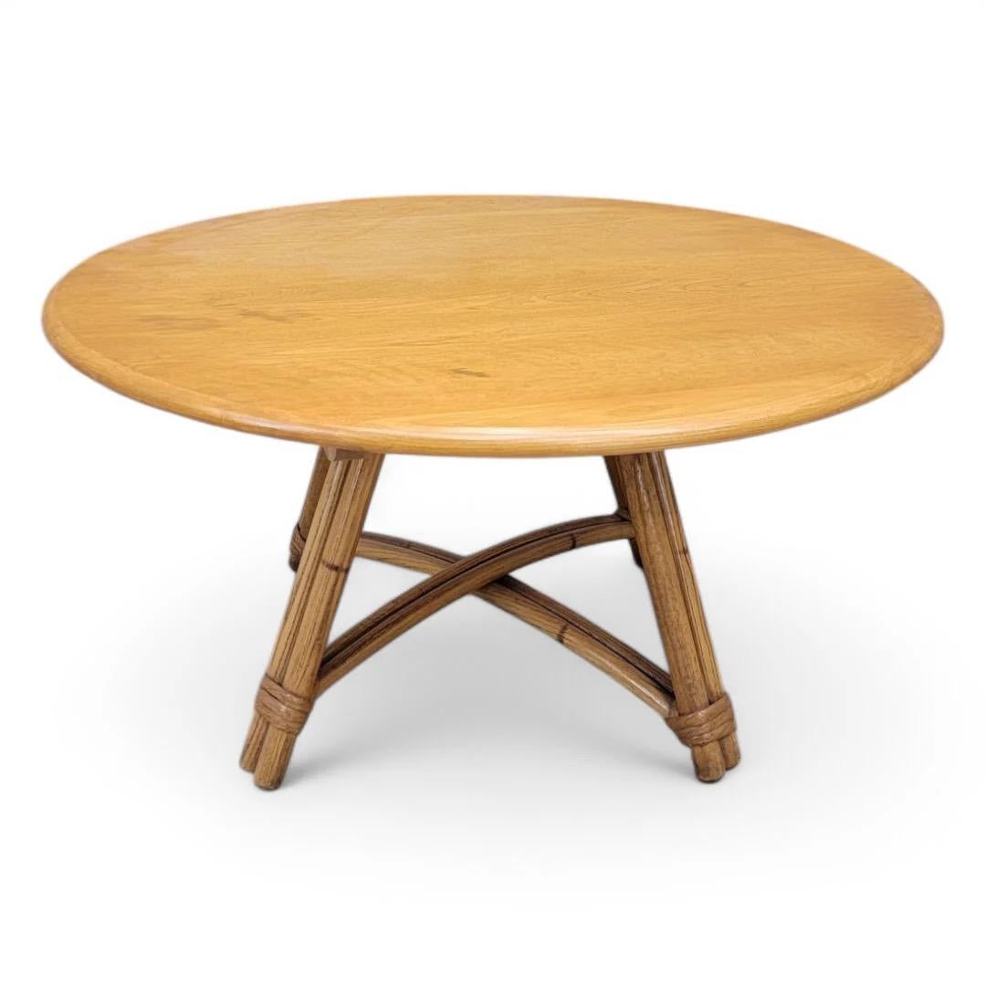 Mid-Century Modern Heywood Wakefield table basse en bambou pivotante de style moderne du milieu du siècle dernier en vente