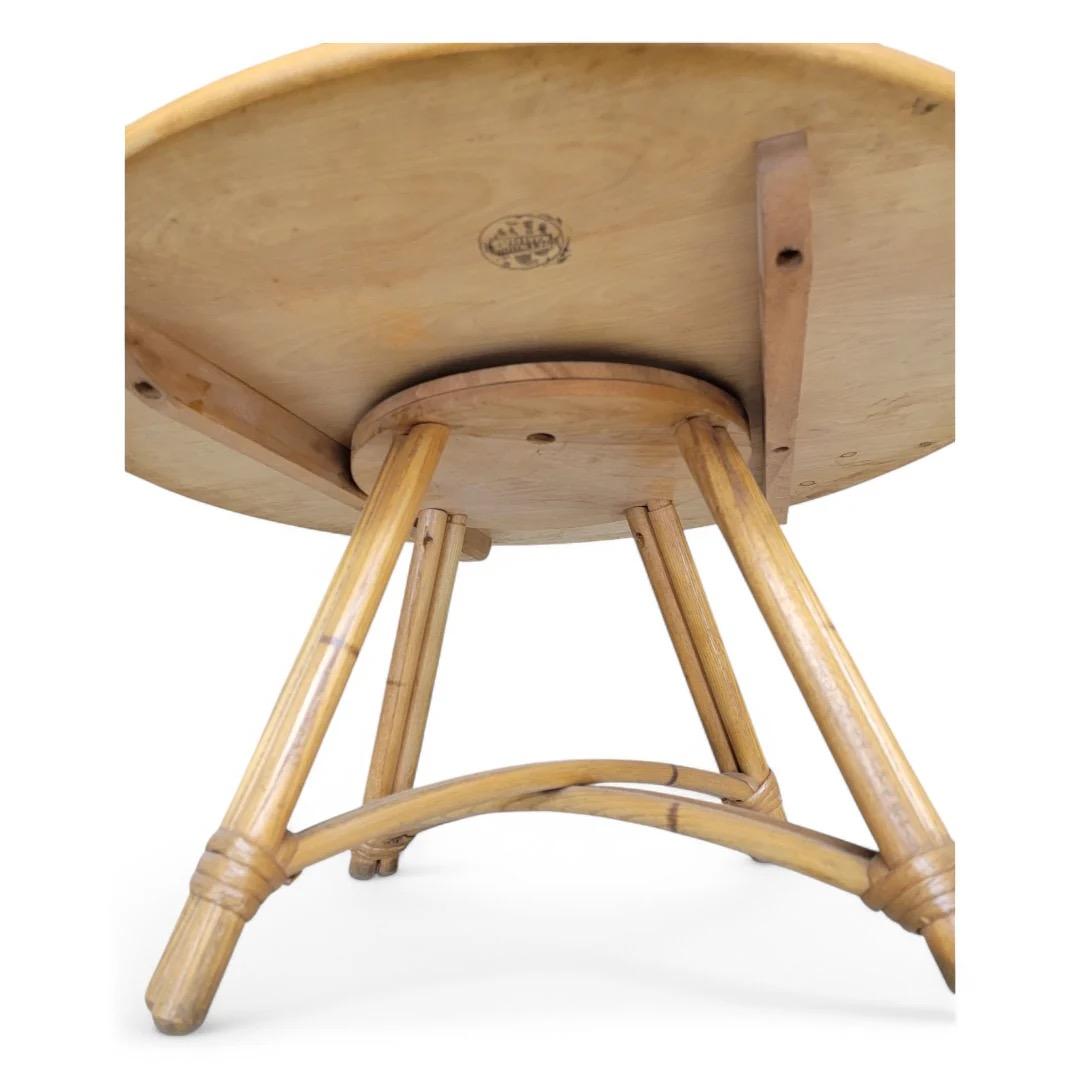 Bambou Heywood Wakefield table basse en bambou pivotante de style moderne du milieu du siècle dernier en vente