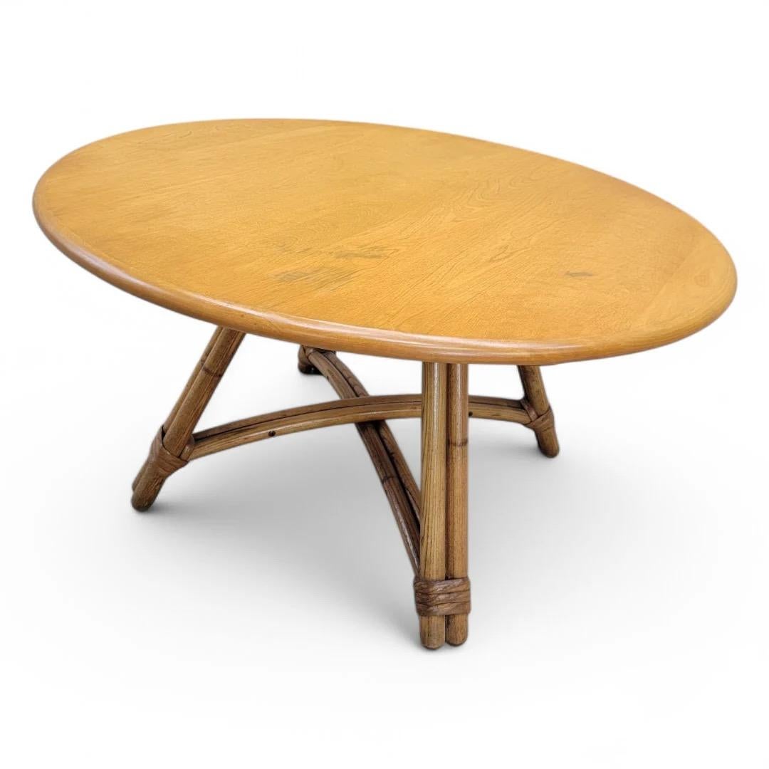 Heywood Wakefield table basse en bambou pivotante de style moderne du milieu du siècle dernier en vente 2