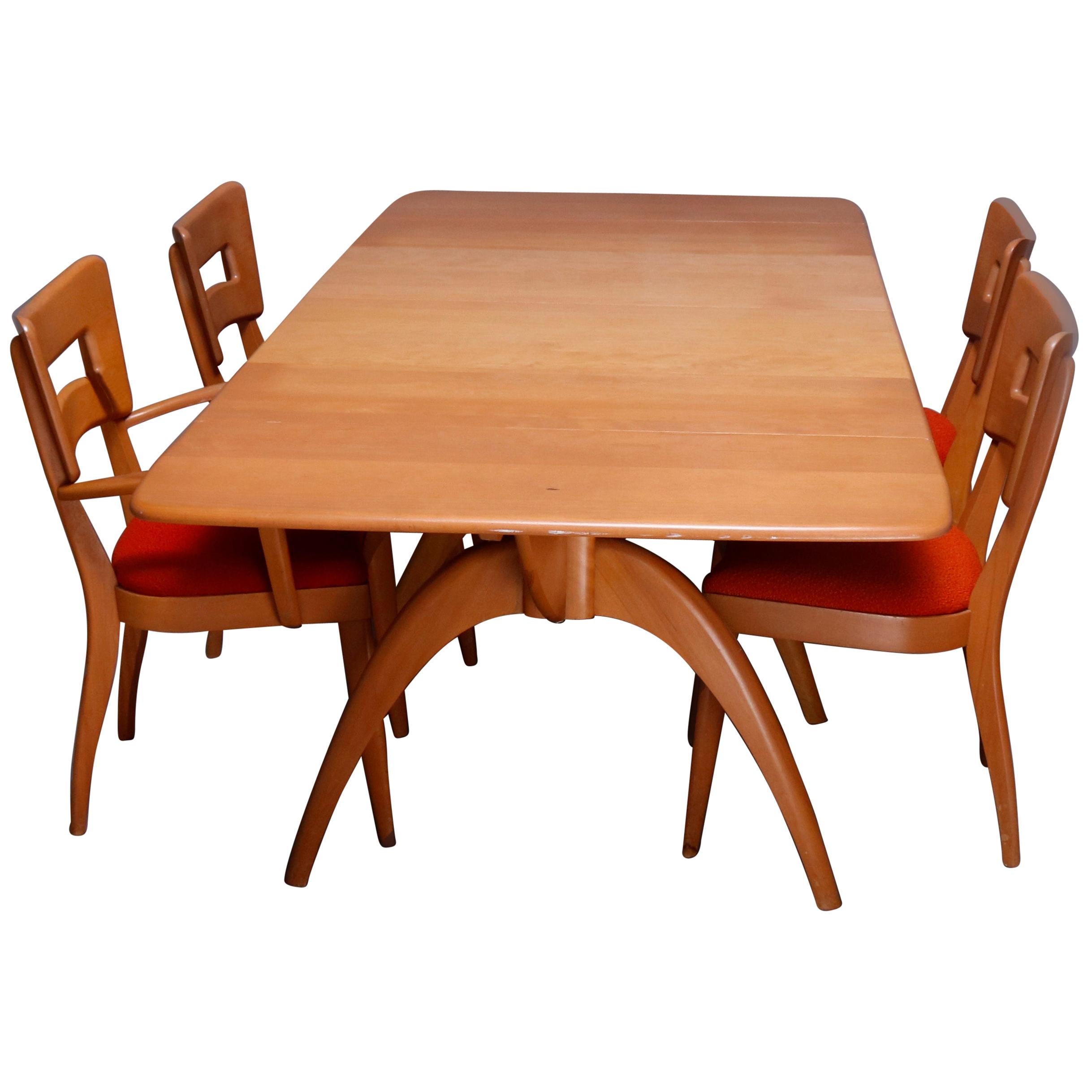 Mid-Century Modern Heywood Wakefield Dog Bone Dining Set, Table with Four Chairs