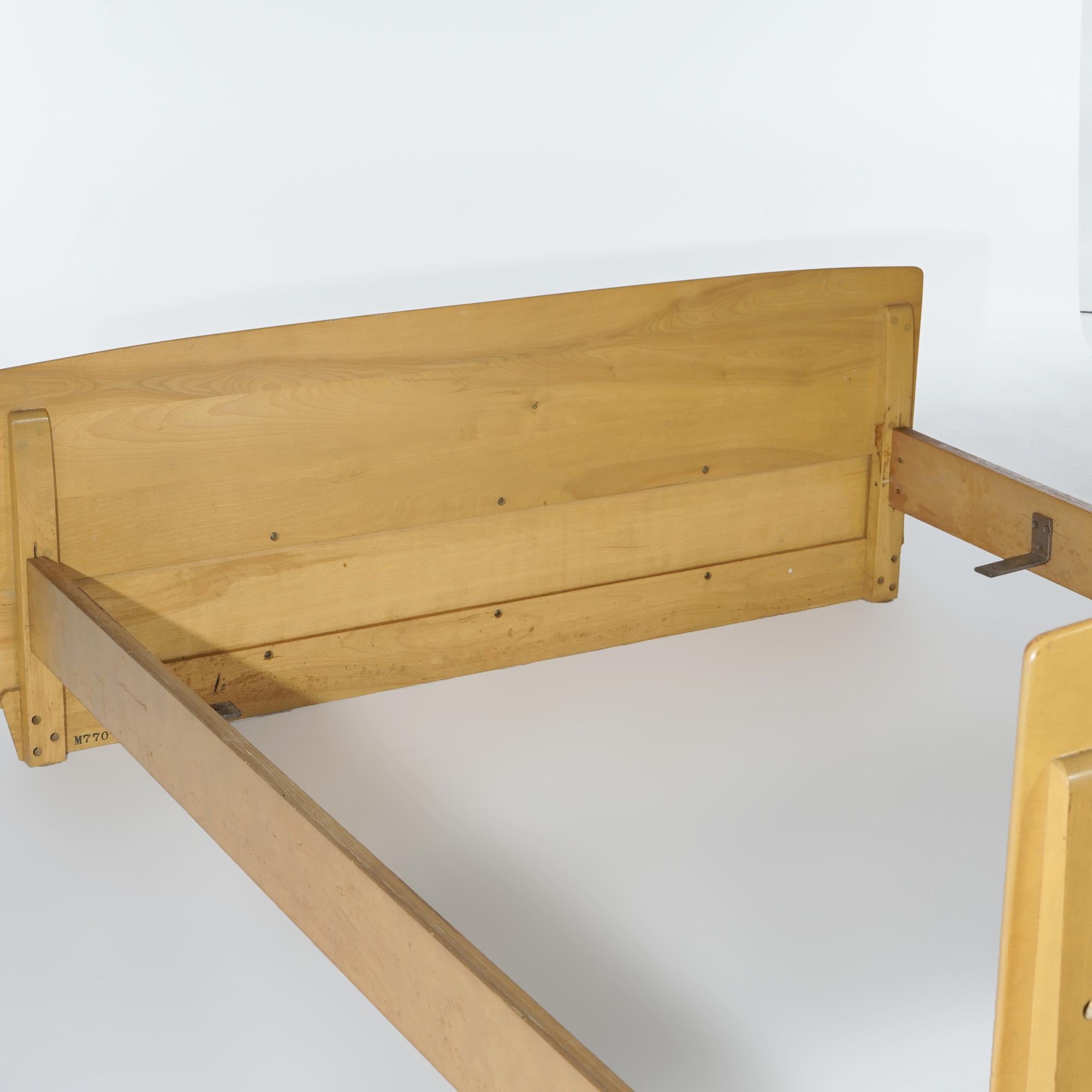 Mid-Century Modern Heywood Wakefield Double Bed Frame, Wheat Finish, Circa 1950 3