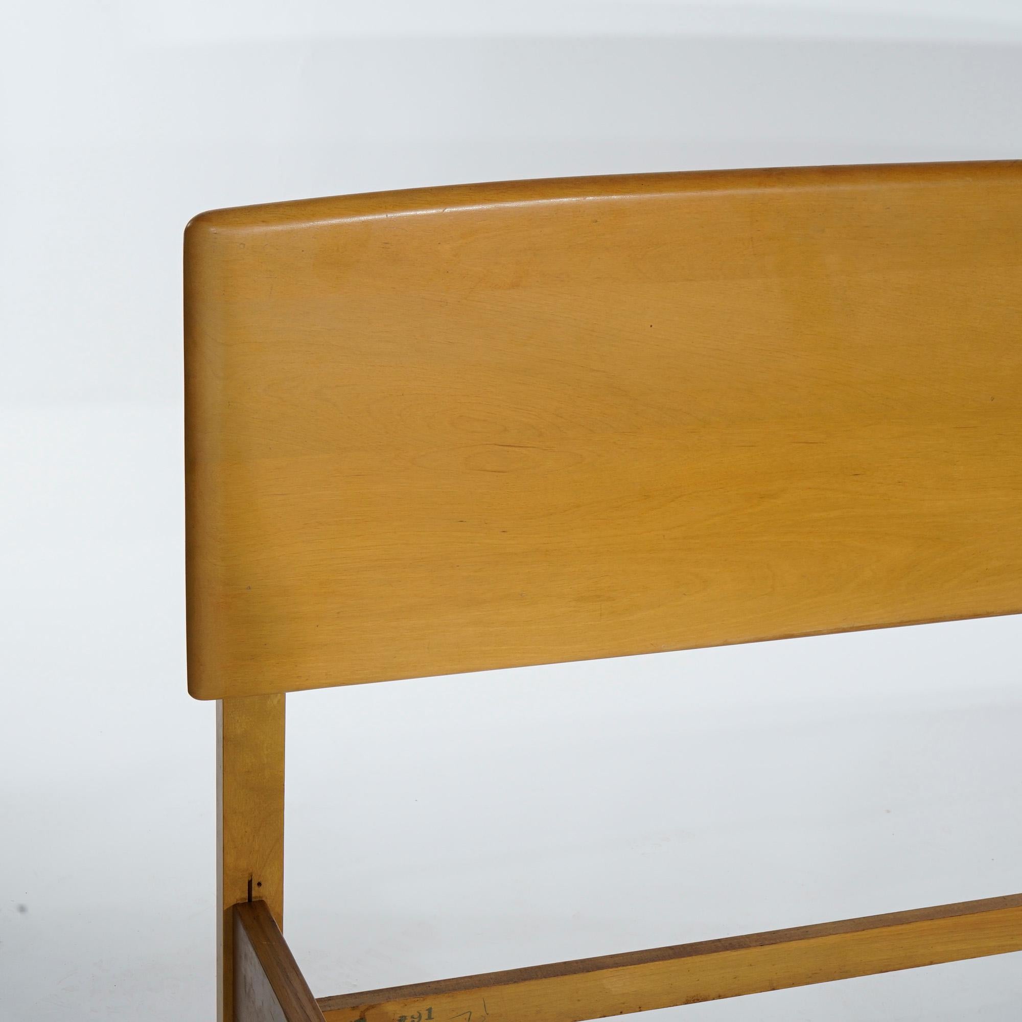 20th Century Mid-Century Modern Heywood Wakefield Double Bed Frame, Wheat Finish, Circa 1950