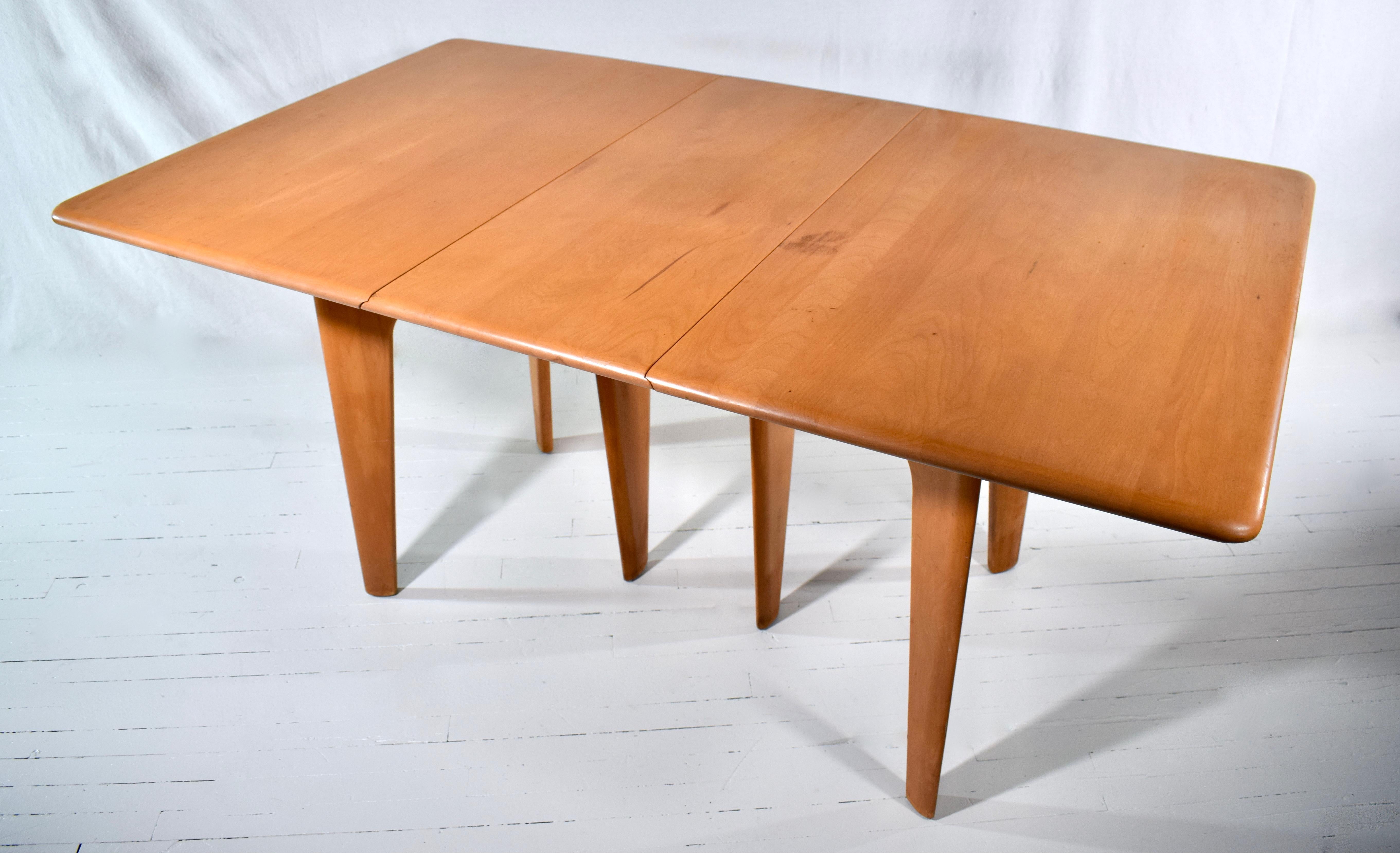 Mid-Century Modern Heywood Wakefield Drop Leaf Dining Table In Good Condition In Southampton, NJ