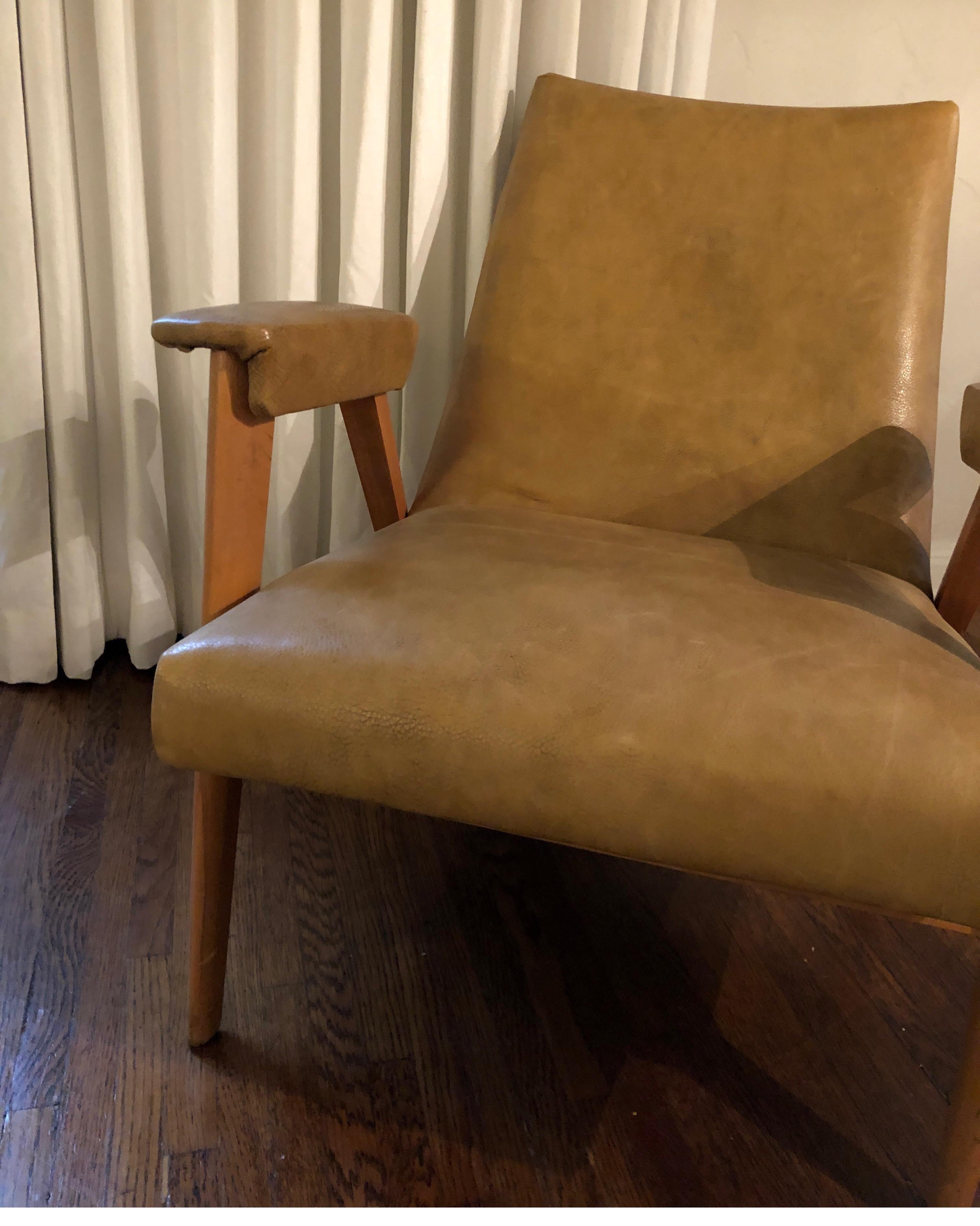 20th Century Mid-Century Modern Heywood Wakefield Leather Chair