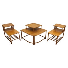 Retro Mid-Century Modern Heywood-Wakefield Maple Table Set w/ Oak Bamboo Style Legs