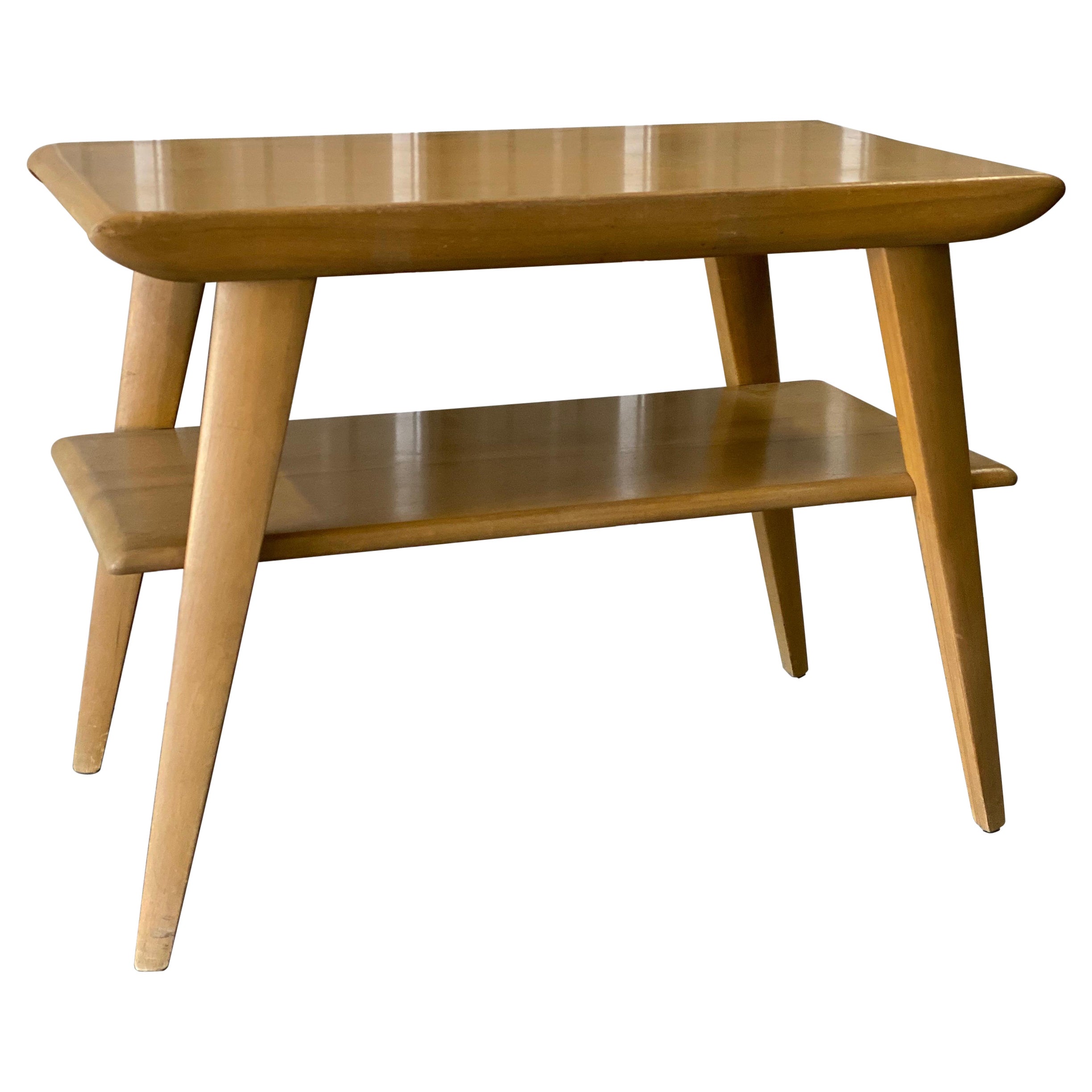 Mid-Century Modern Heywood Wakefield Maple Two Tiered Side Table