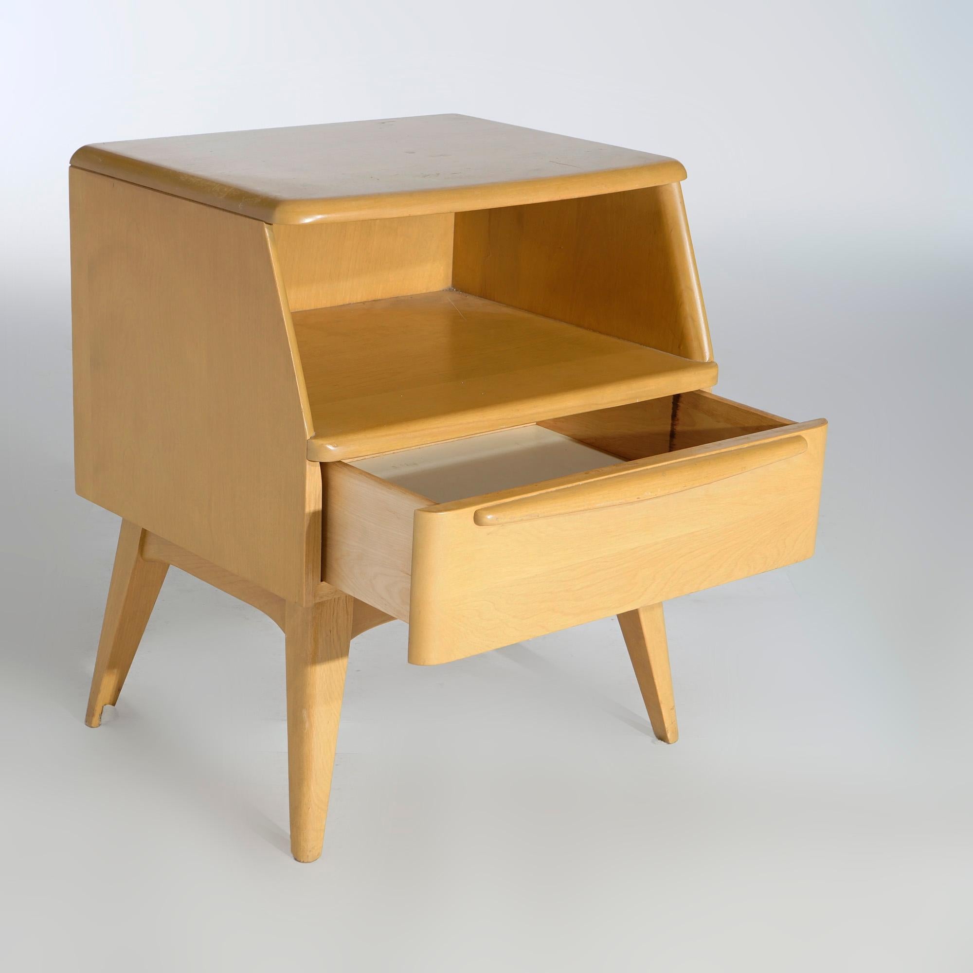 American Mid-Century Modern Heywood Wakefield Night Stand with Drawer, Wheat, c1950