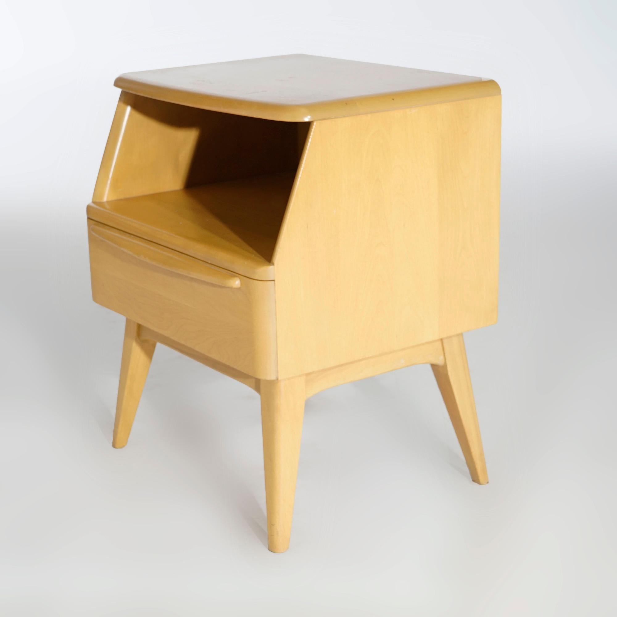 Mid-Century Modern Heywood Wakefield Night Stand with Drawer, Wheat, c1950 In Good Condition In Big Flats, NY