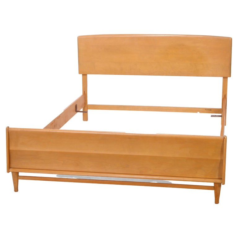 Mid Century Modern Heywood Wakefield Platinum Double Bed Frame For Sale