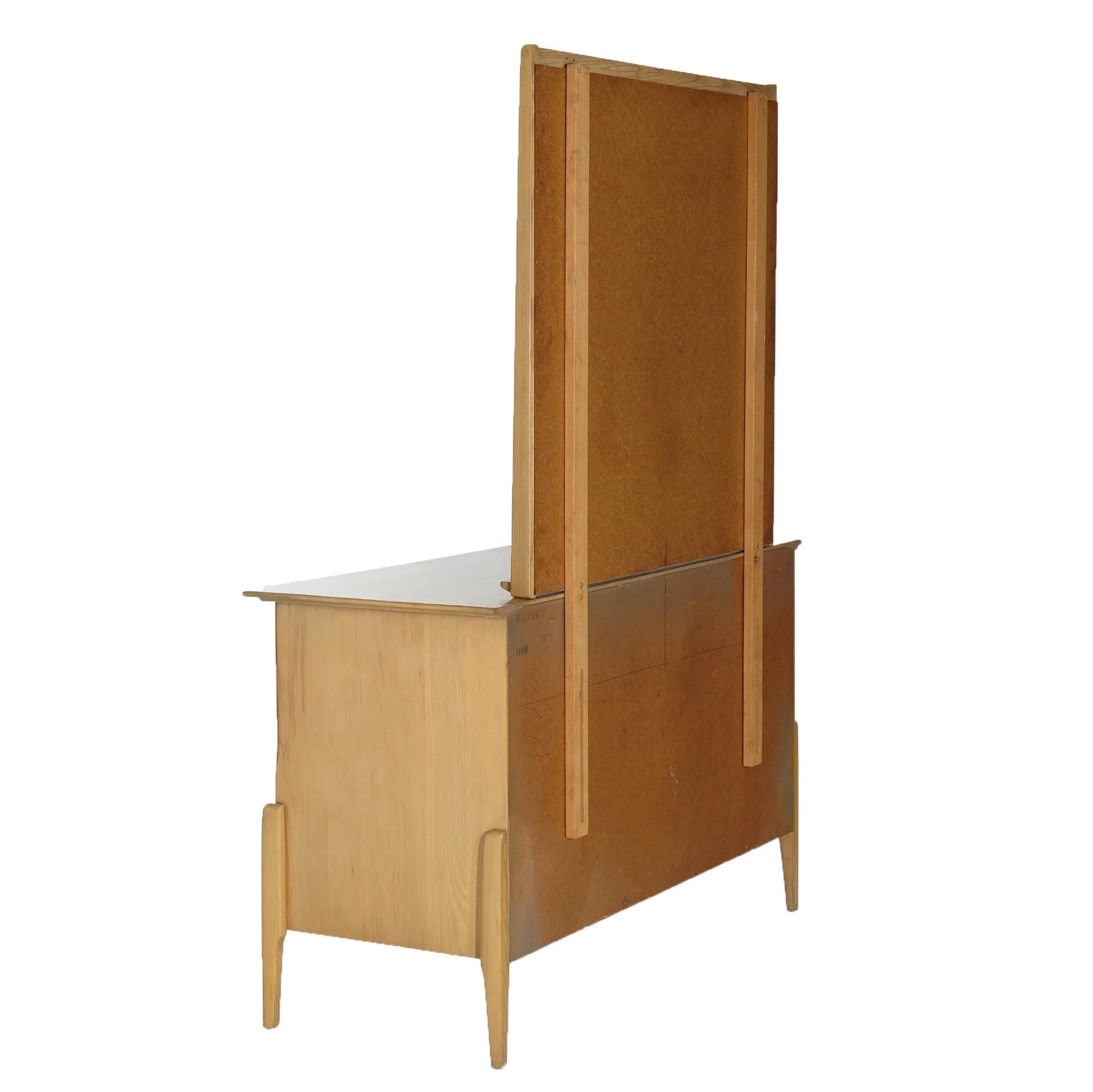 20th Century Mid-Century Modern Heywood Wakefield Prophecy Dresser with Mirror in Fawn, C1950
