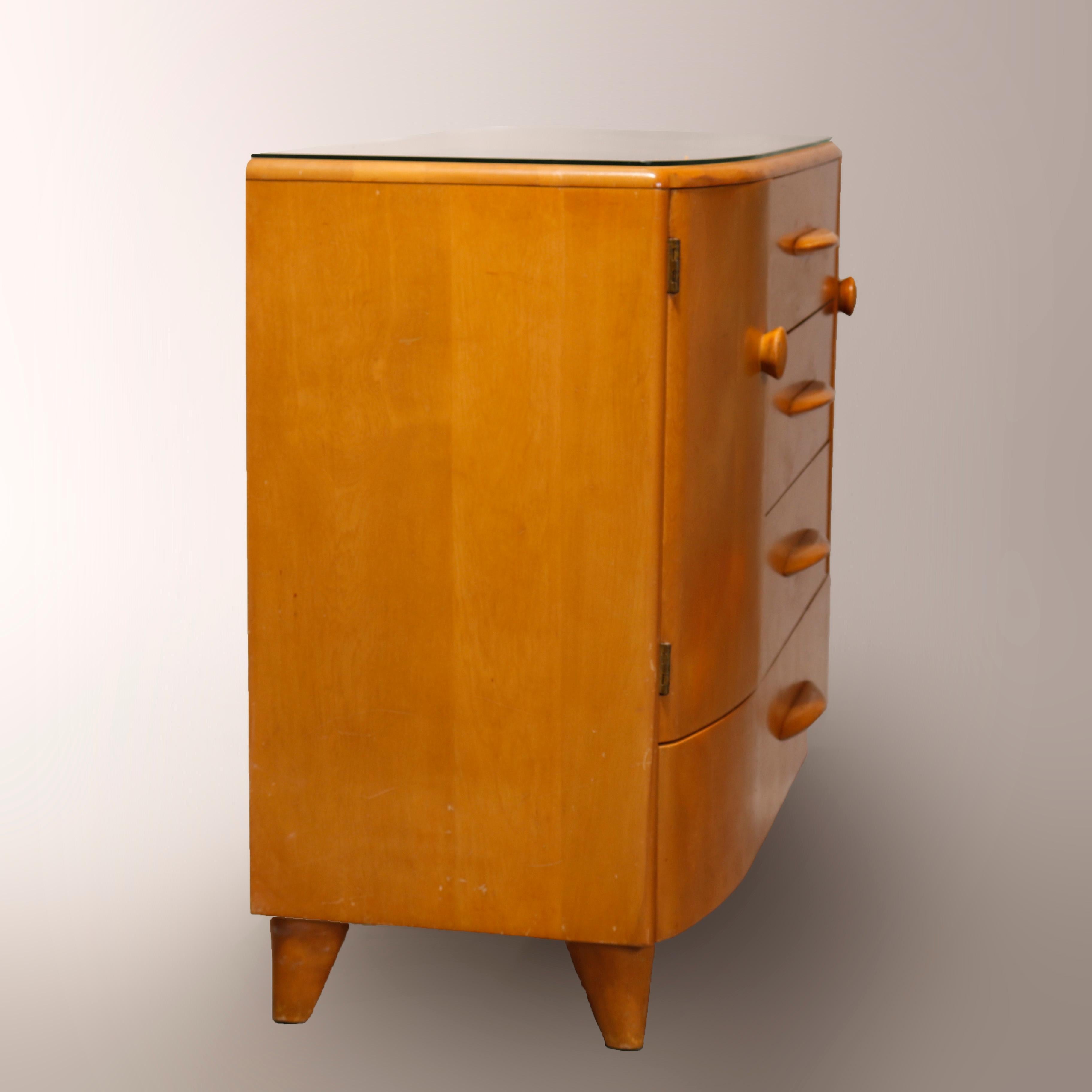 Carved Mid-Century Modern Heywood Wakefield Sideboard in Champagne, 20th Century