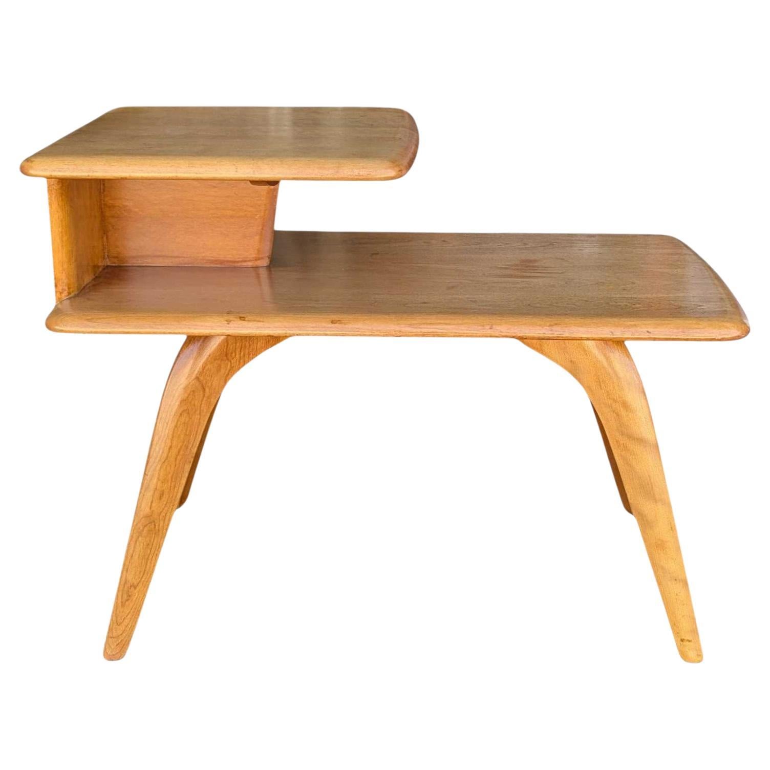 Mid Century Modern Heywood Wakefield Step Side Table Blonde Birch M1527G