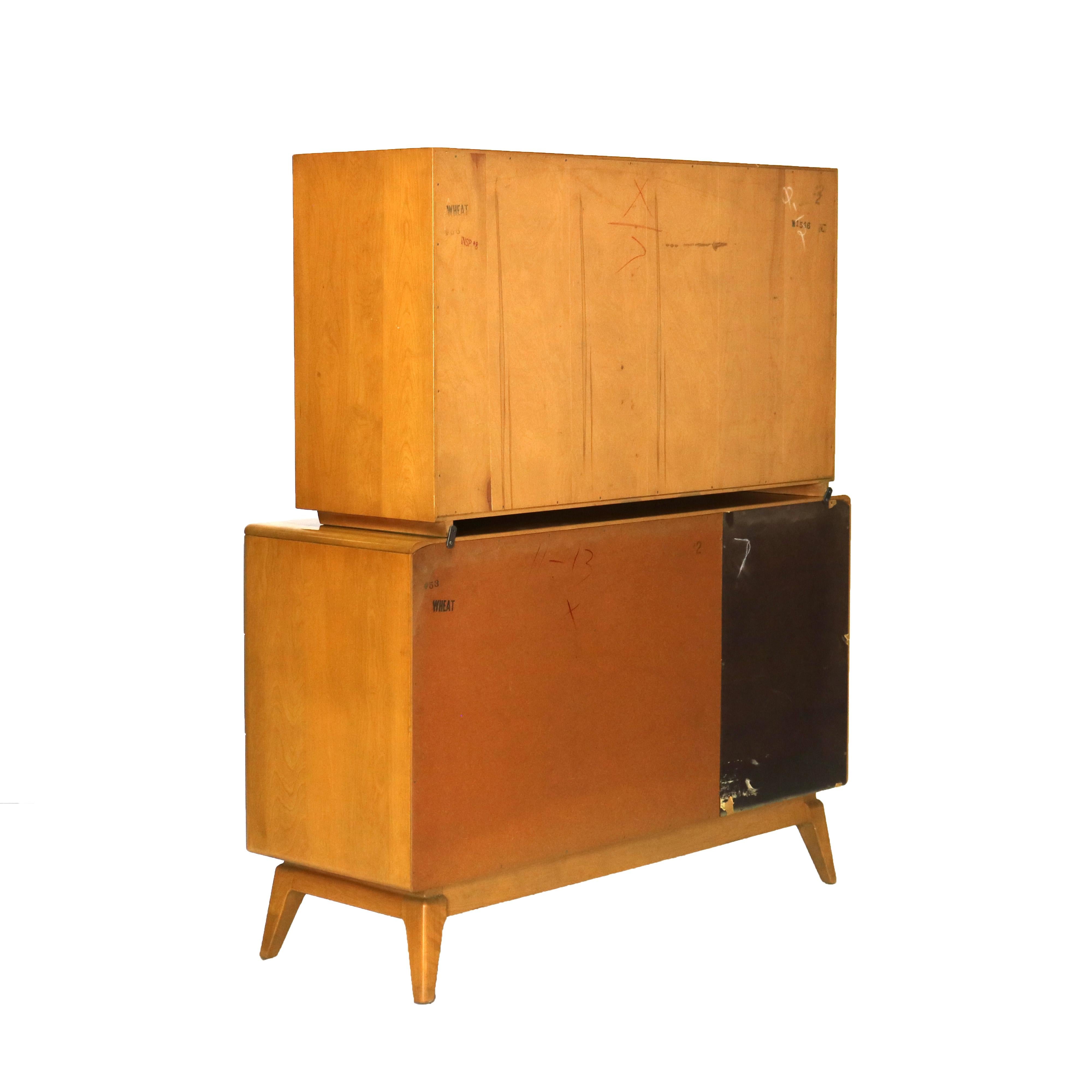 Mid Century Modern Heywood Wakefield Two Piece Maple Sideboard C1950 5