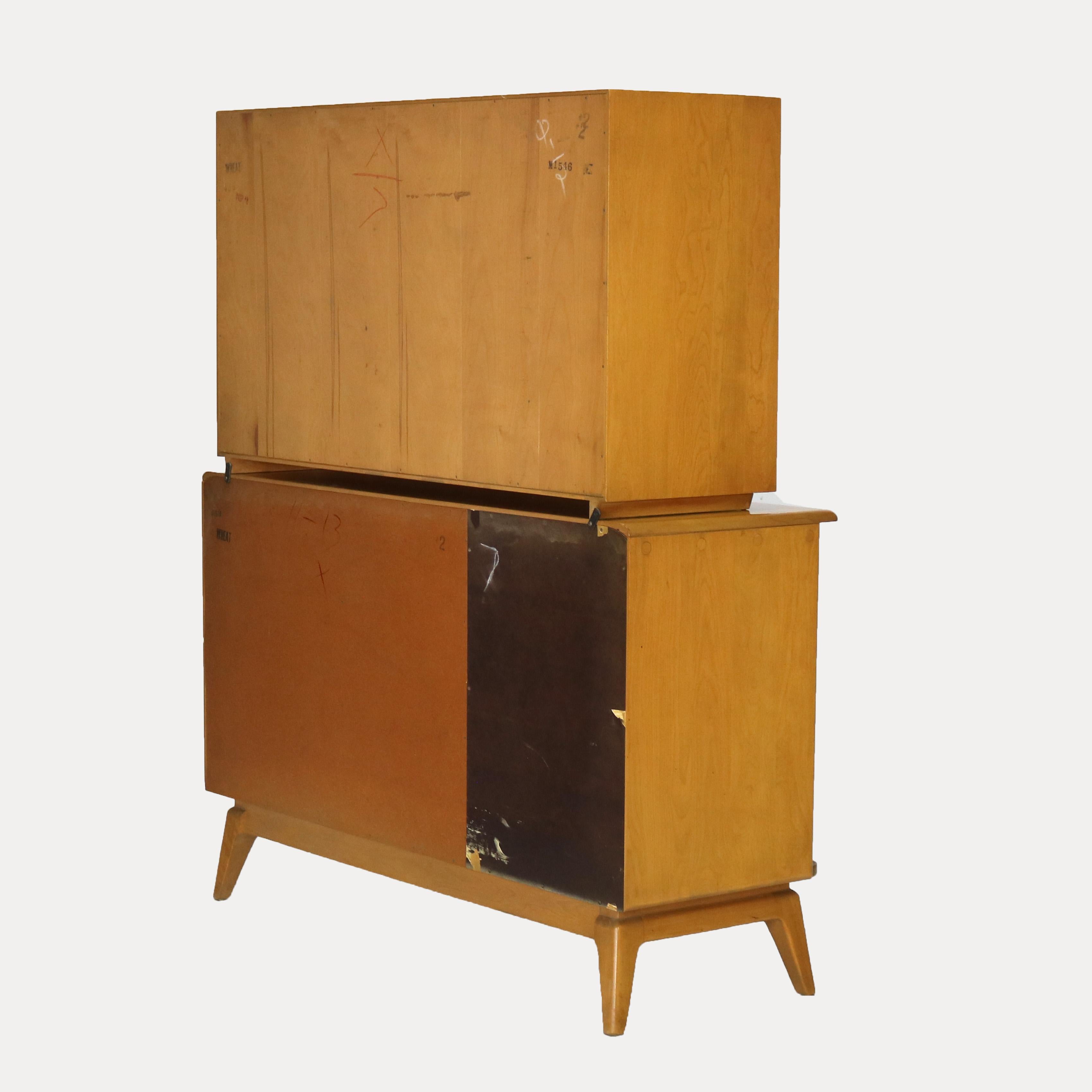 Mid Century Modern Heywood Wakefield Two Piece Maple Sideboard C1950 9