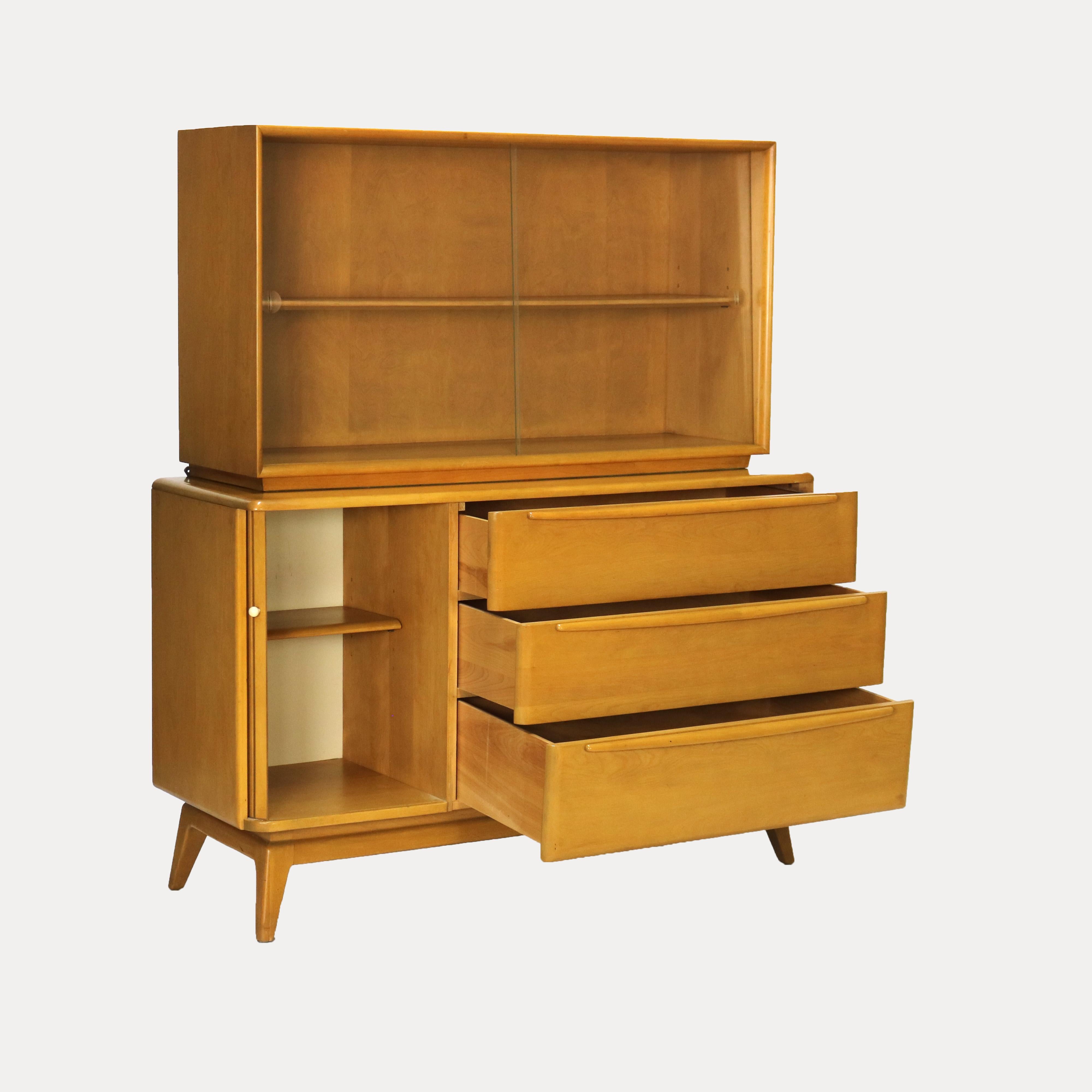 ***Reduced In-House Delivery Rates - Click on “Ask Seller” to Request a Quote***

Mid Century Modern Heywood Wakefield Two Piece Wheat Finish Maple Sideboard C1950

Measures - 58.5