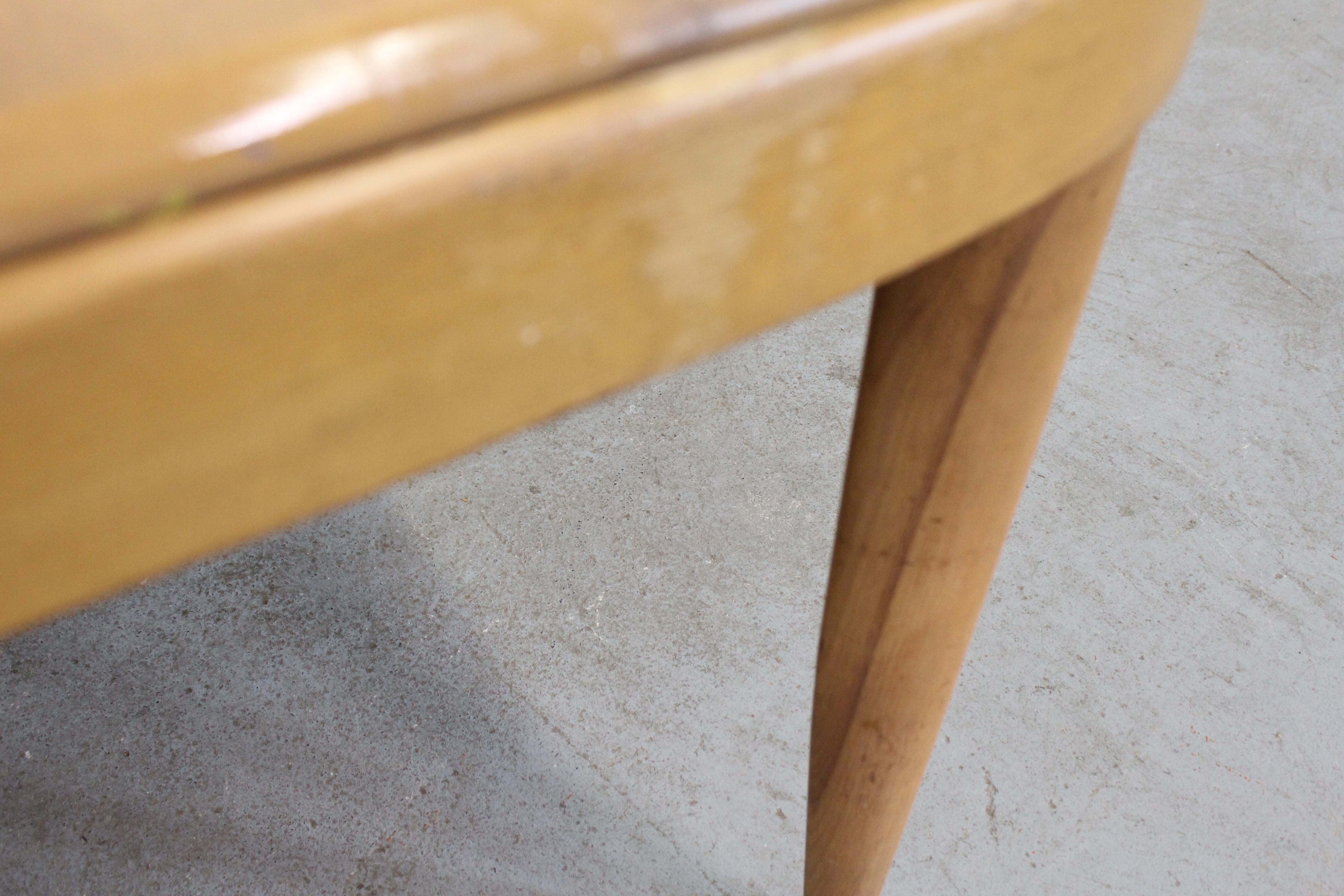 Mid-Century Modern Heywood Wakefield Champagne Extendable Dining Table 9