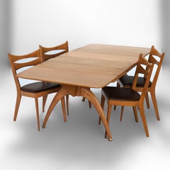 Mid Century Modern Heywood Wakefield Wishbone Dining Room Set with Four Chairs