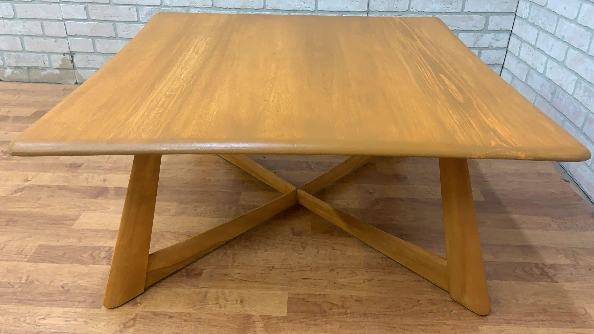 Mid Century Modern Heywood Wakefield X Base Square Coffee Table For Sale 1