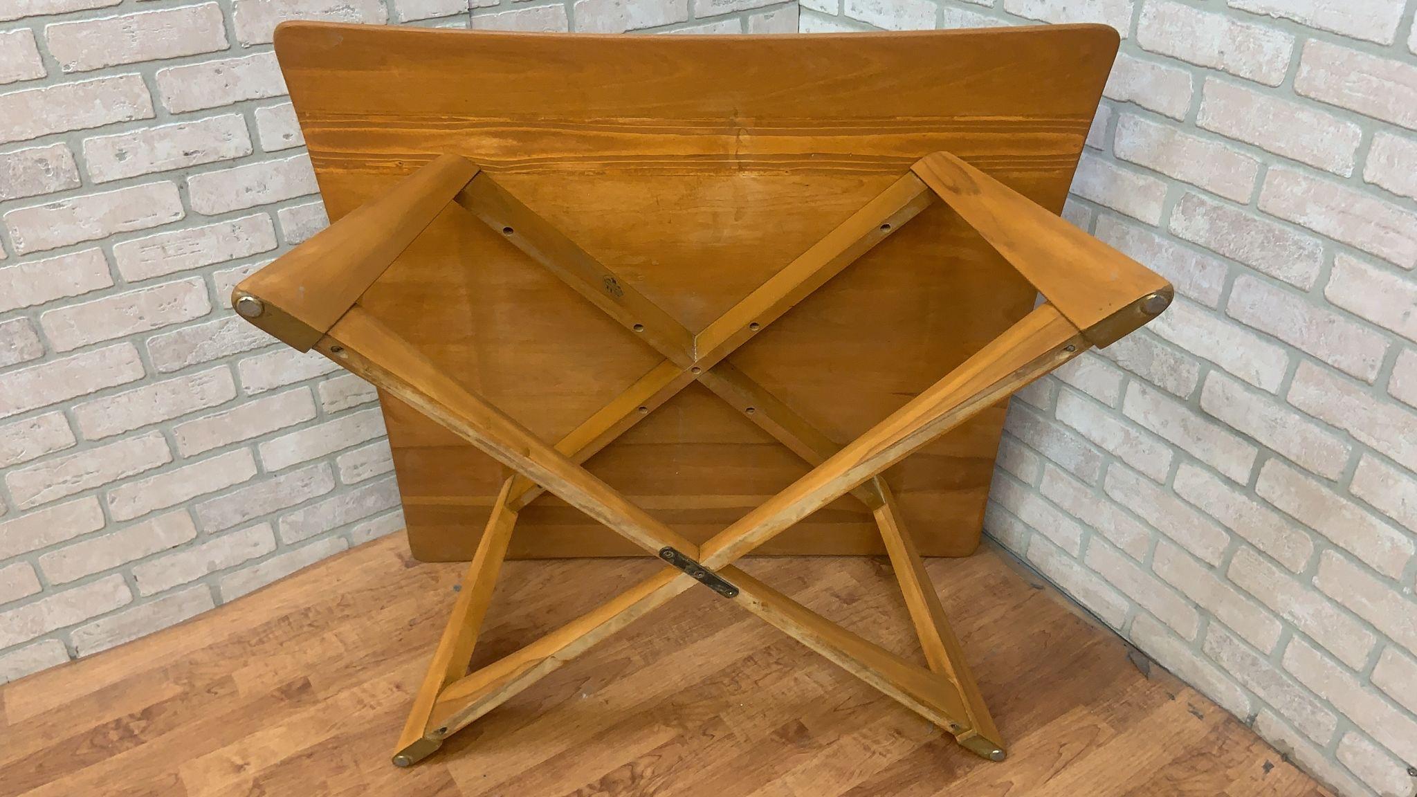 Hand-Crafted Mid Century Modern Heywood Wakefield X Base Square Coffee Table For Sale