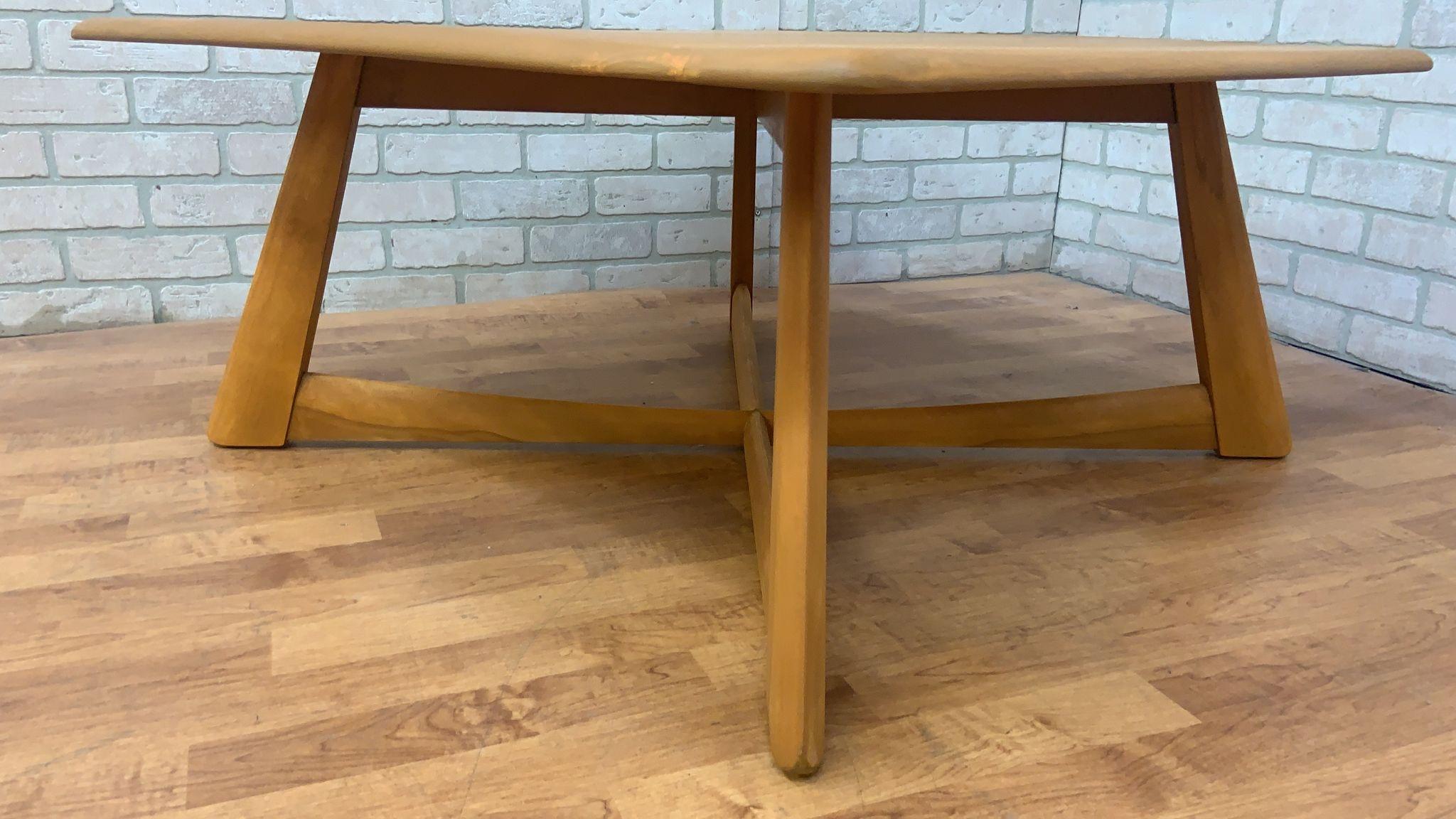 Mid-20th Century Mid Century Modern Heywood Wakefield X Base Square Coffee Table For Sale
