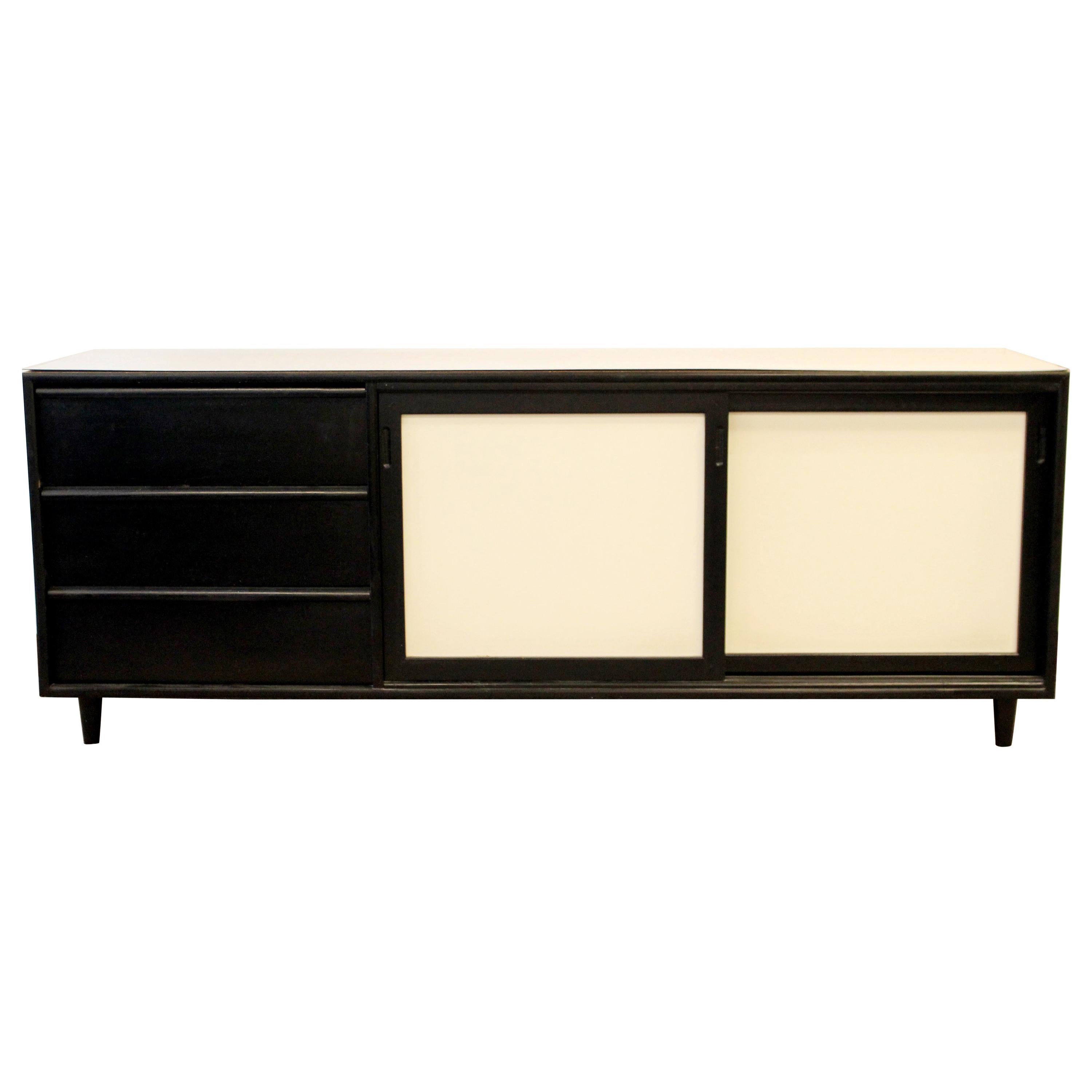 MidCentury Modern Hibriten Black and White Sideboard Dresser Credenza
