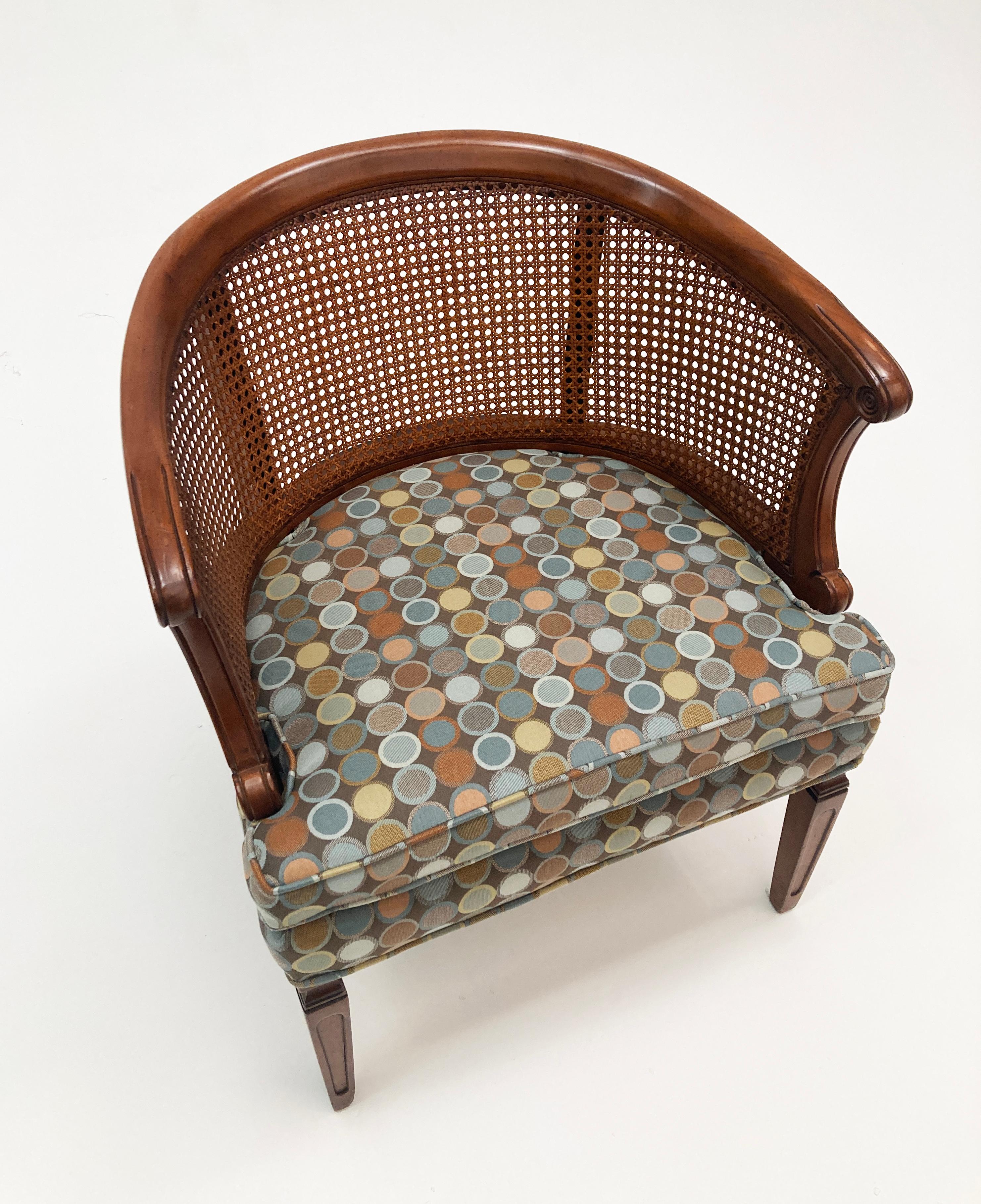 mid century cane barrel chair