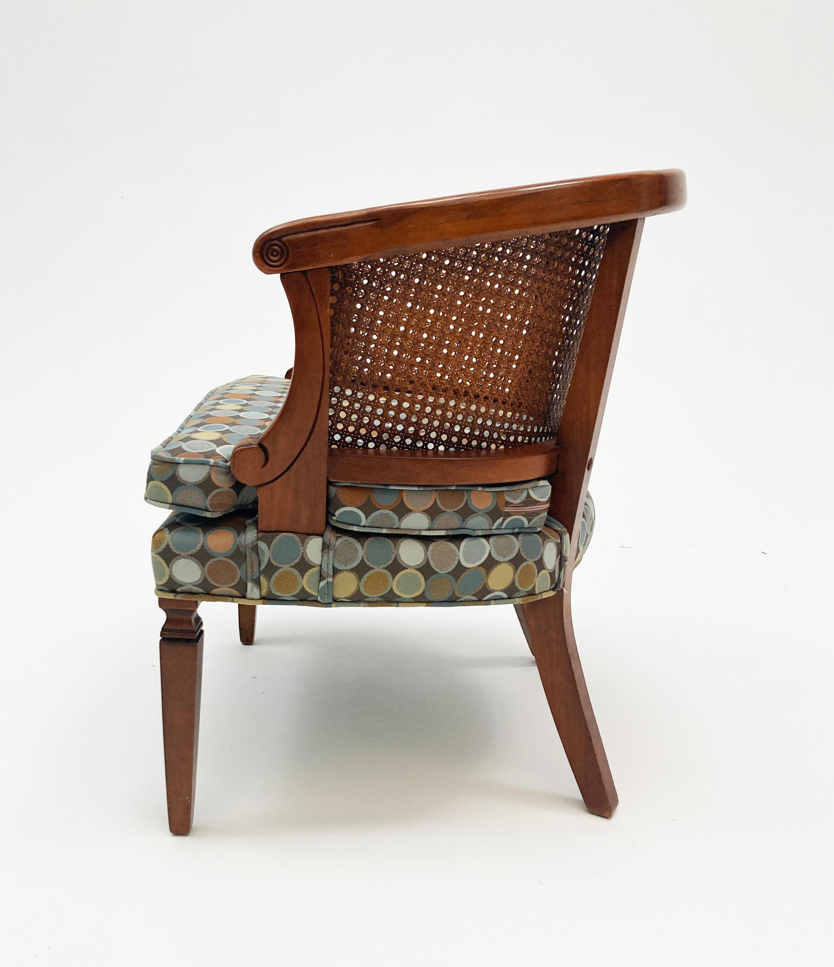 20th Century Mid Century Modern Hickory Chair Co. Barrel Cane-back Arm Chair 1960's For Sale