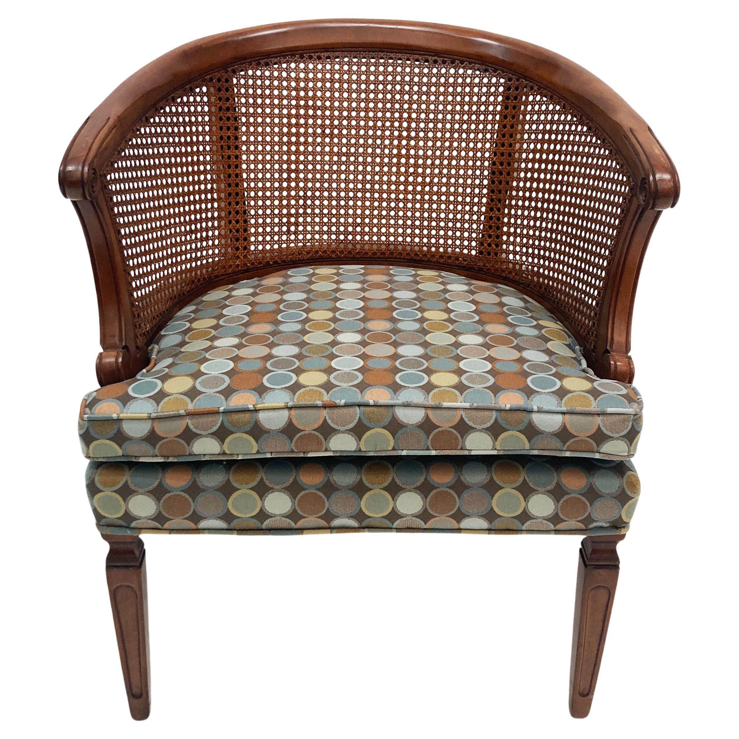 Mid Century Modern Hickory Chair Co. Barrel Cane-back Arm Chair 1960's For Sale