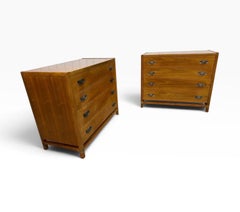 Cassapanche da scapolo in legno di hickory e noce in stile Mid-Century Modern - Set da 2