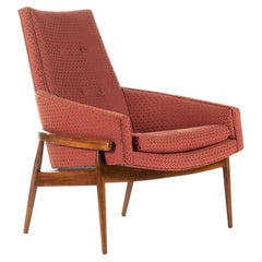 Mid-Century Modern High Back Barrel Chair by Milo Baughman in Ruby Red, USA