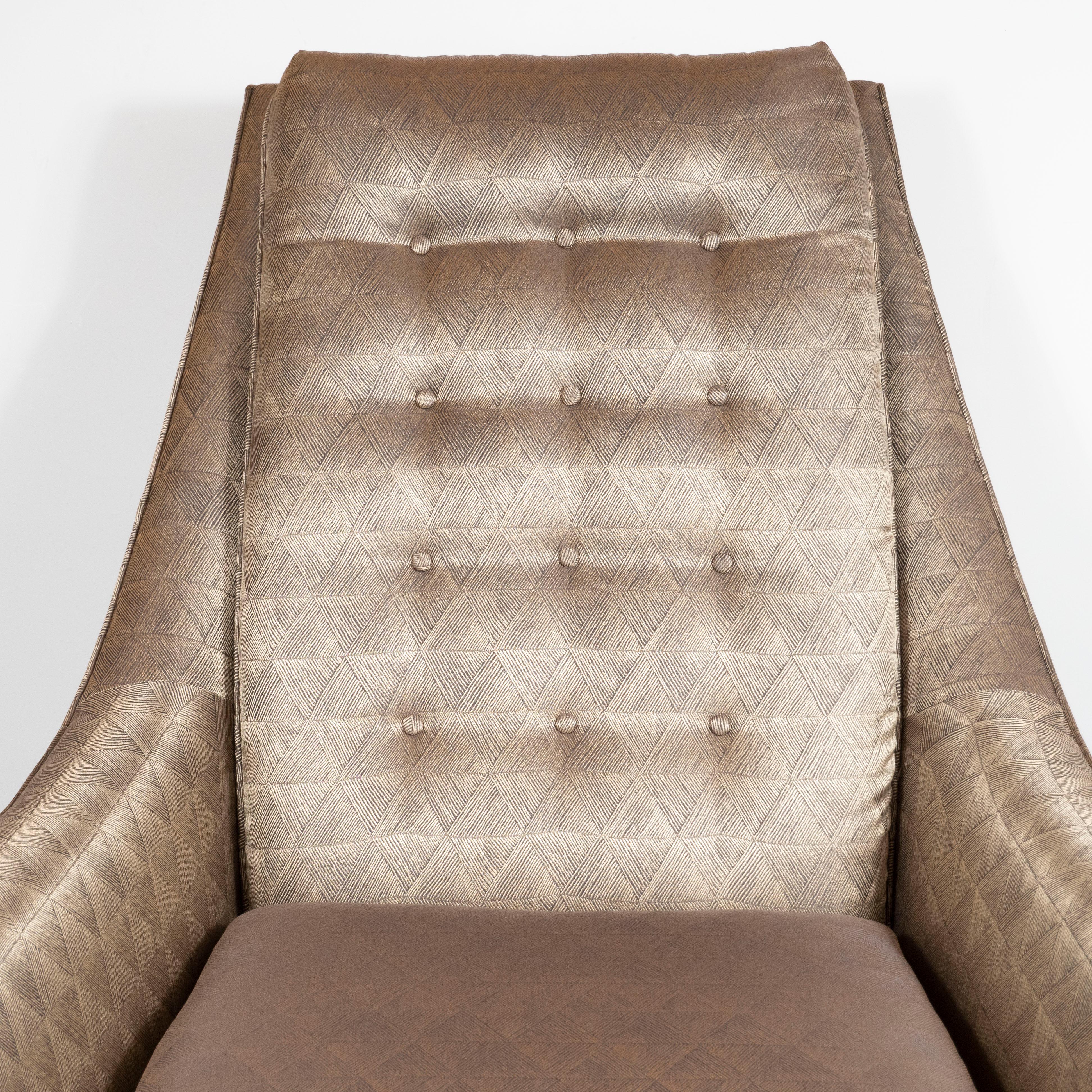 Ebonized Mid-Century Modern High Back Chair by Adrian Pearsall in Geometric Dedar Fabric