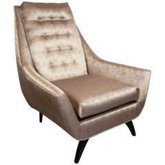 Mid-Century Modern High Back Chair by Adrian Pearsall in Geometric Dedar Fabric